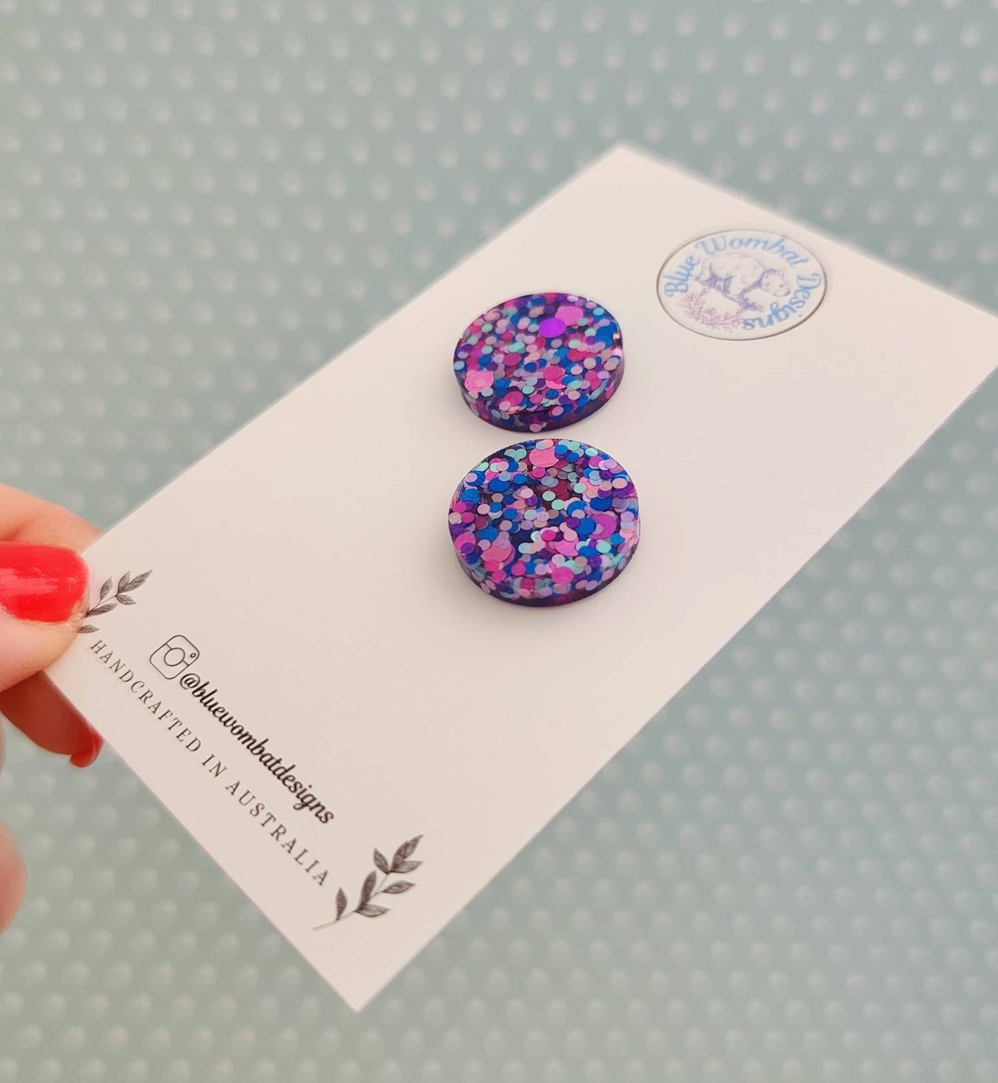 Colourful Glitter Resin Studs 17mm