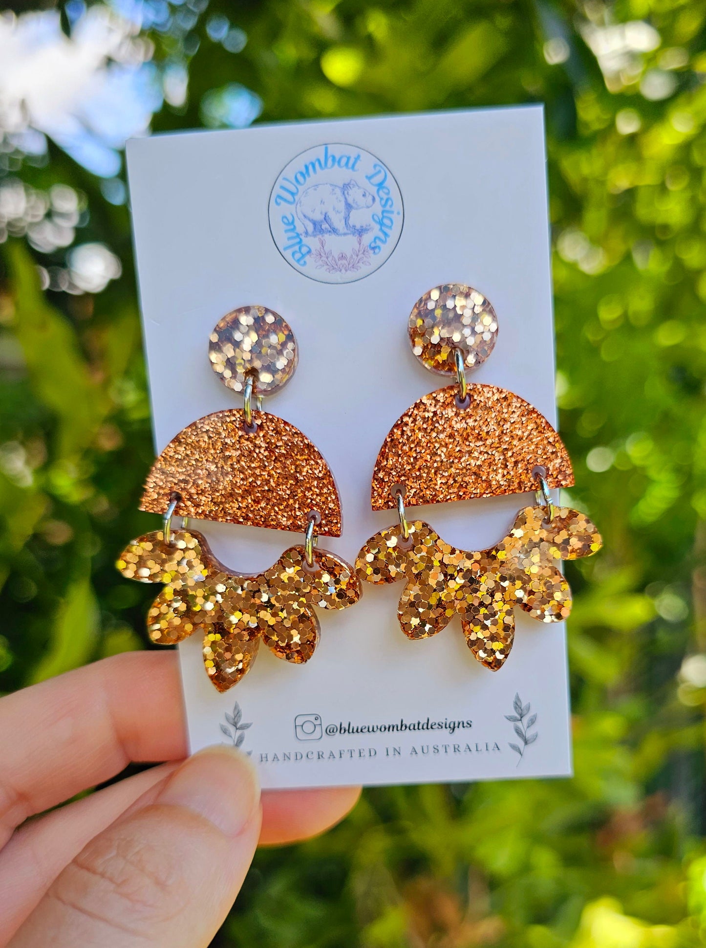 Resin Glitter Dangle Handmade Statement Earrings
