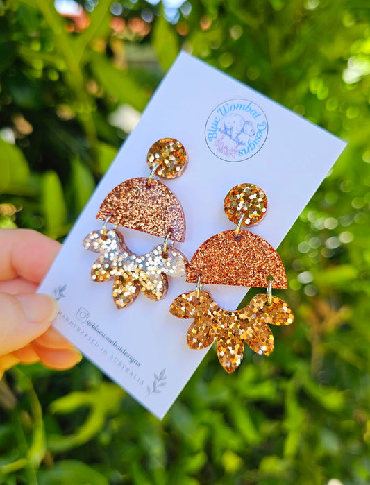 Resin Glitter Dangle Handmade Statement Earrings