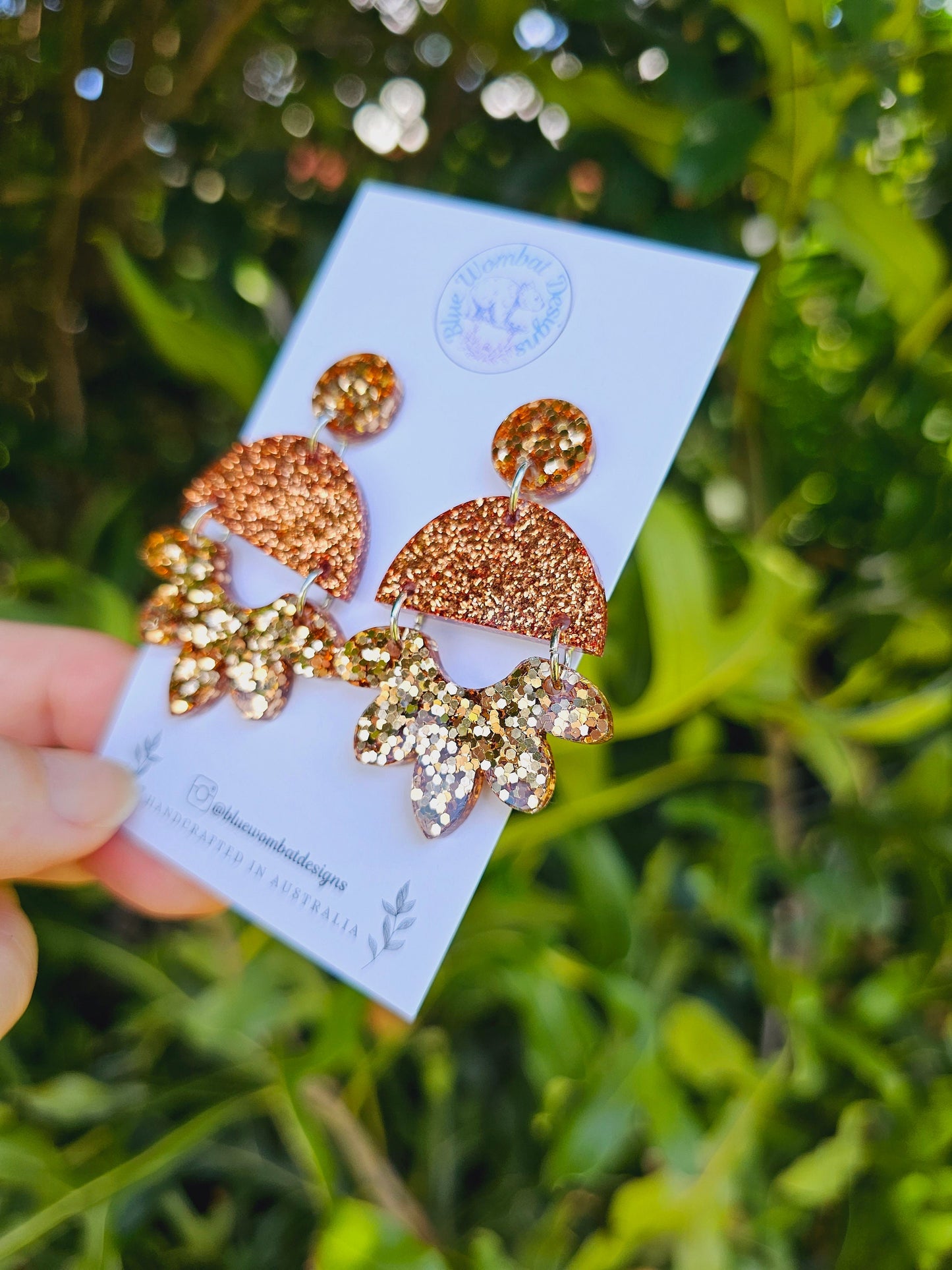Resin Glitter Dangle Handmade Statement Earrings