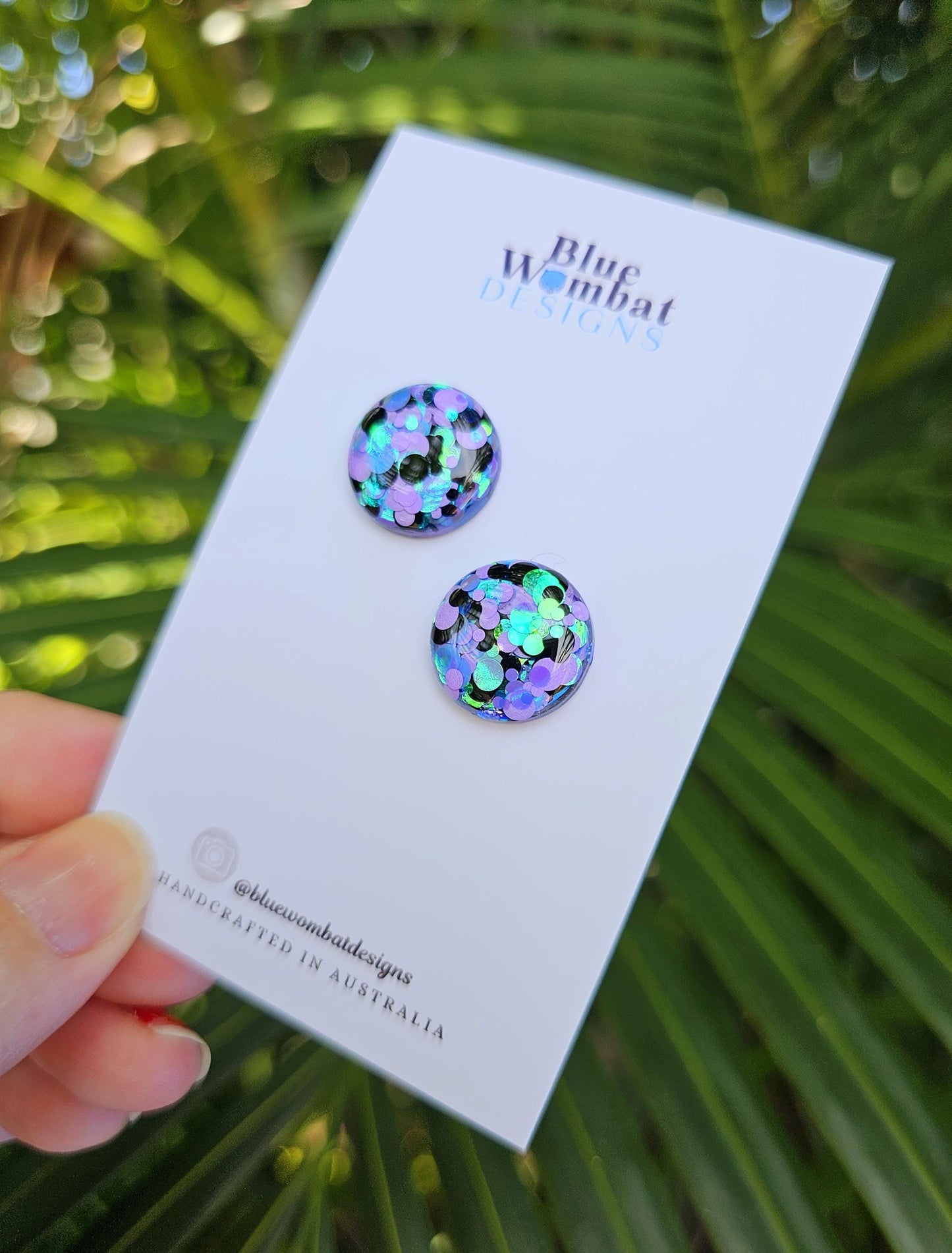 Glitter Resin Domed Studs 16mm