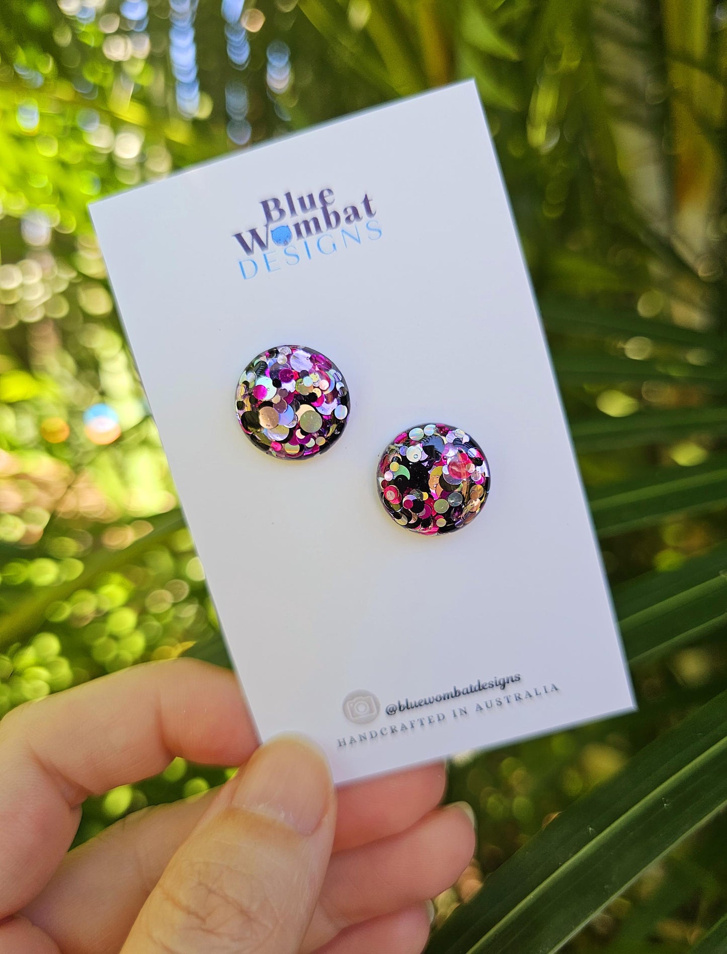 Colourful Glitter Resin Domed Studs 16mm