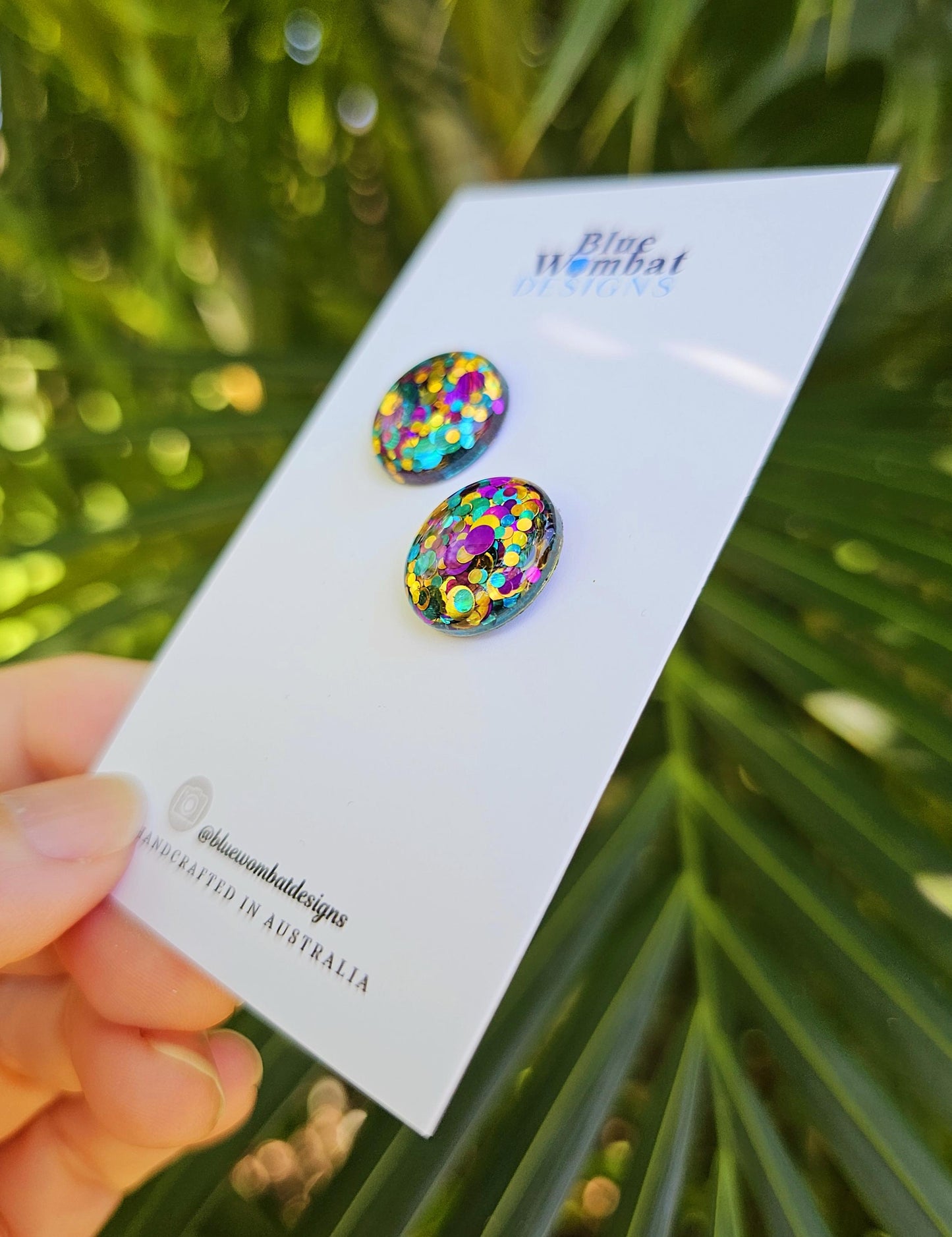 Colourful Glitter Resin Domed Studs 16mm