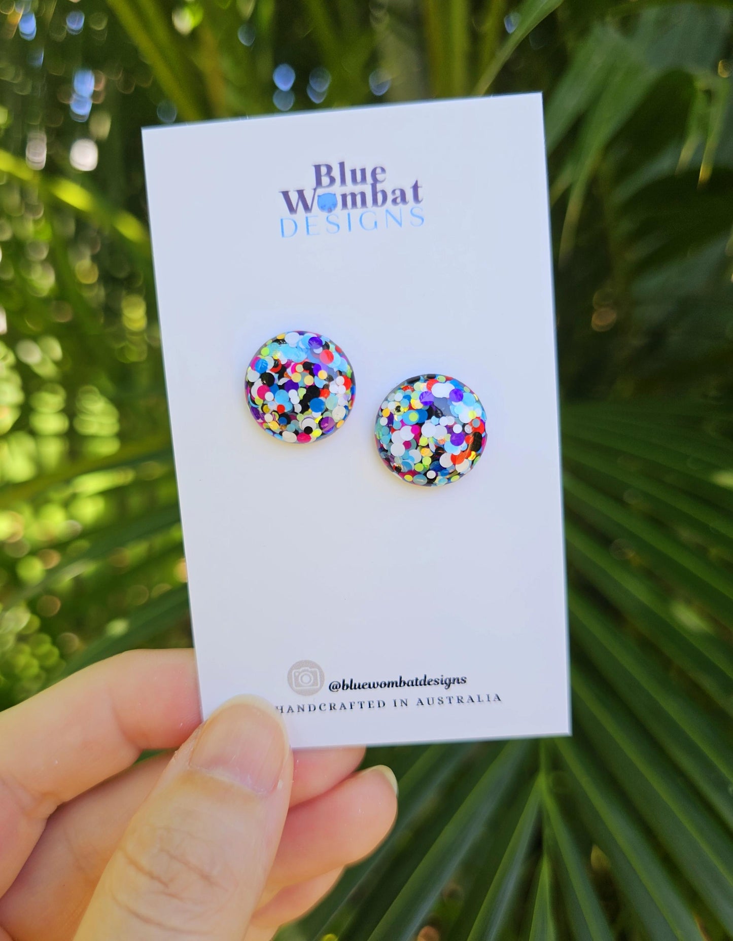 Colourful Glitter Resin Domed Studs 16mm