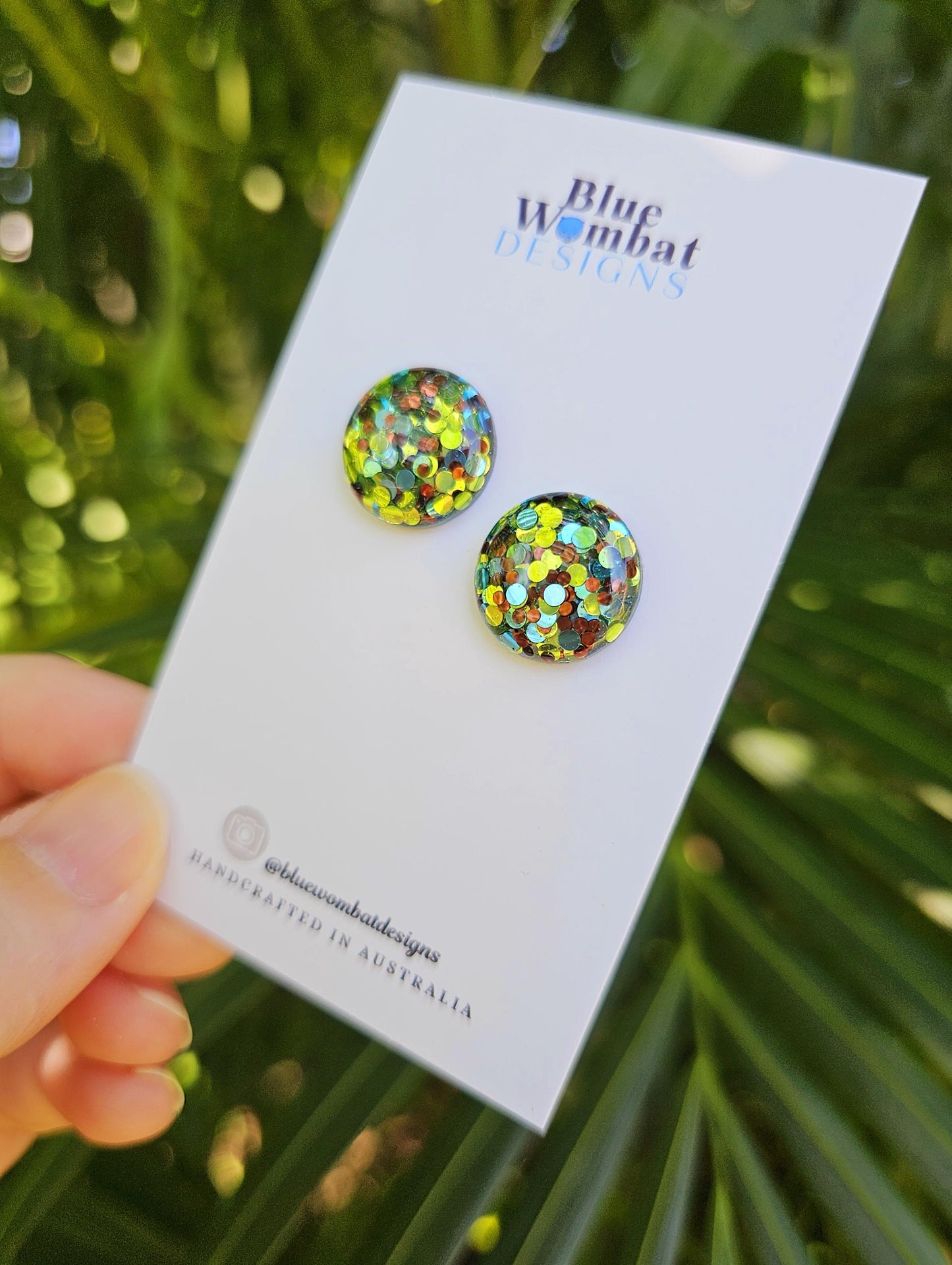Colourful Glitter Resin Domed Studs 16mm