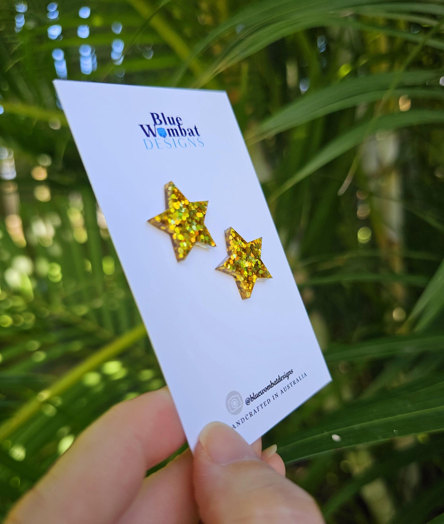 Star Gold Glitter Resin Studs 20mm