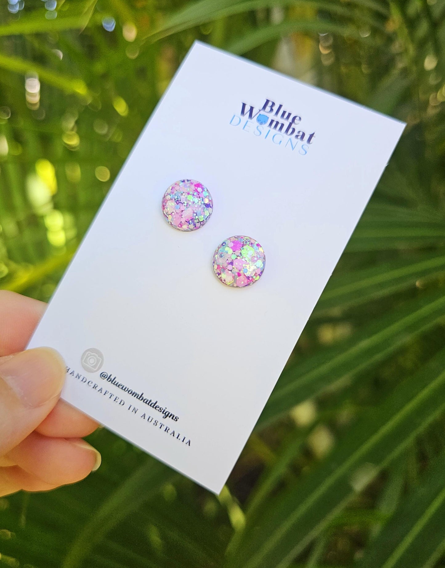 Colourful Glitter Resin Domed Studs 12mm