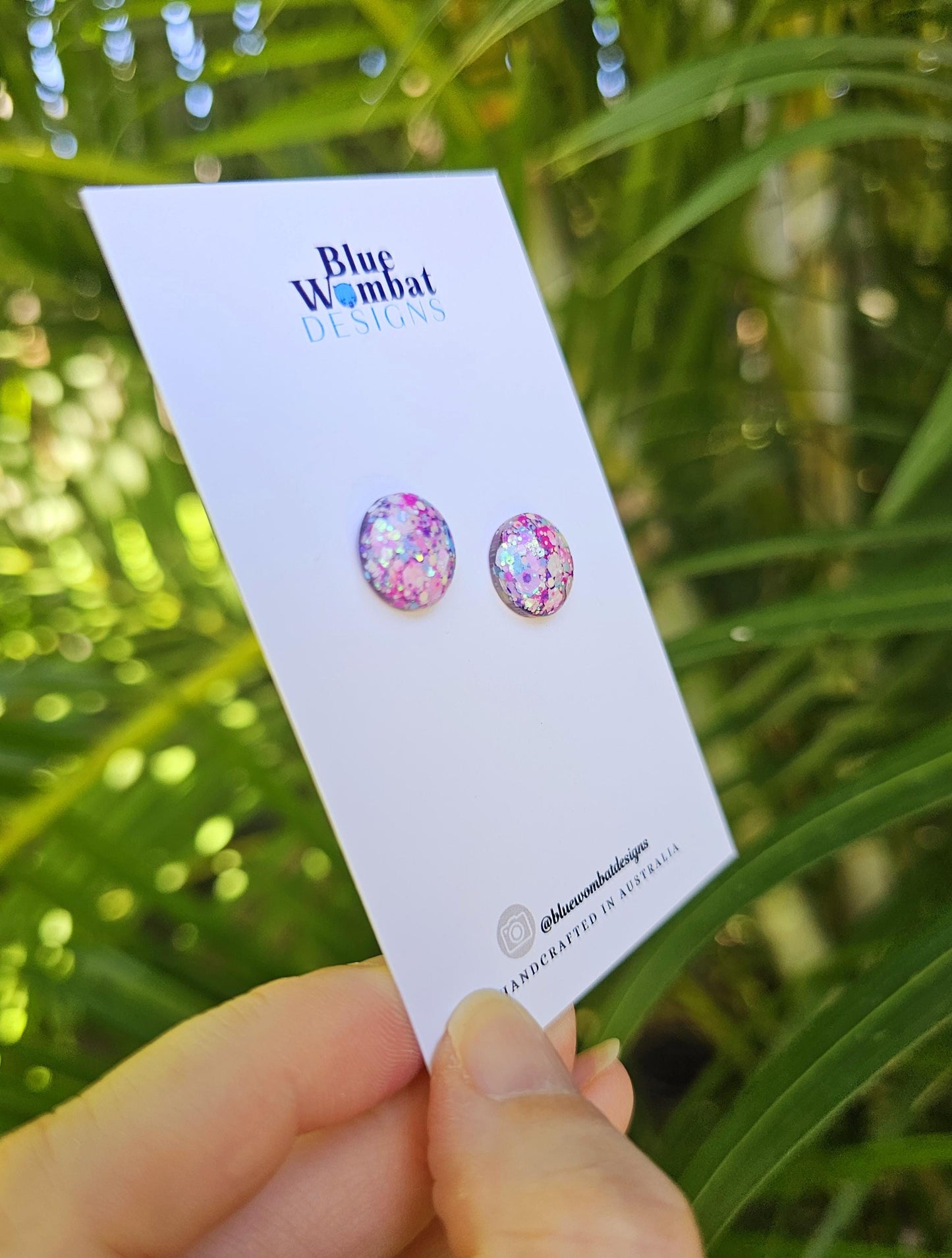 Colourful Glitter Resin Domed Studs 12mm