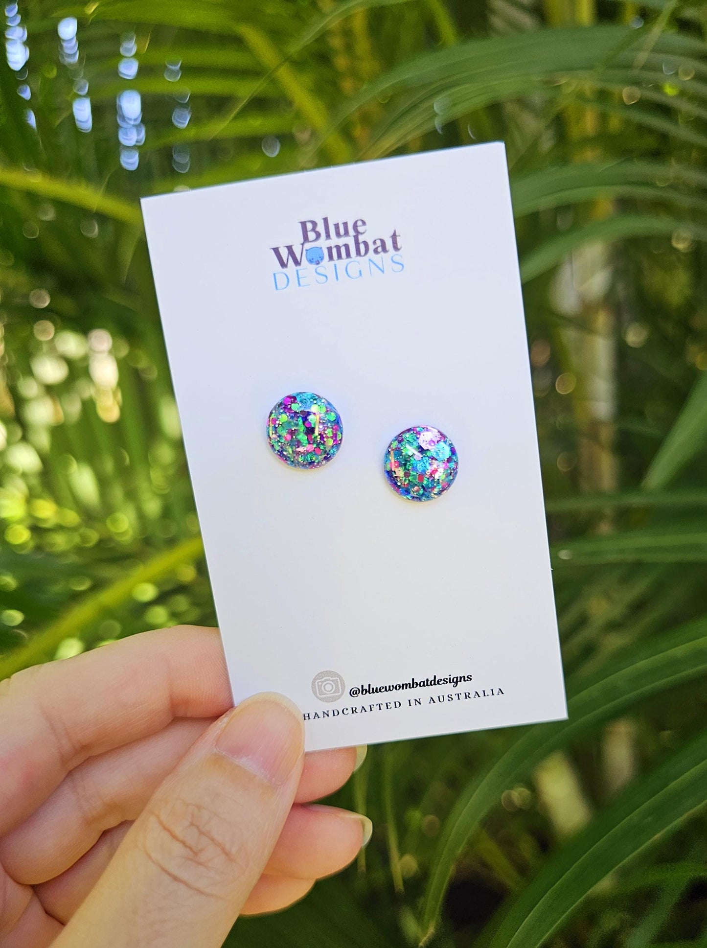Colourful Sparkle Glitter Resin Domed Studs 12mm