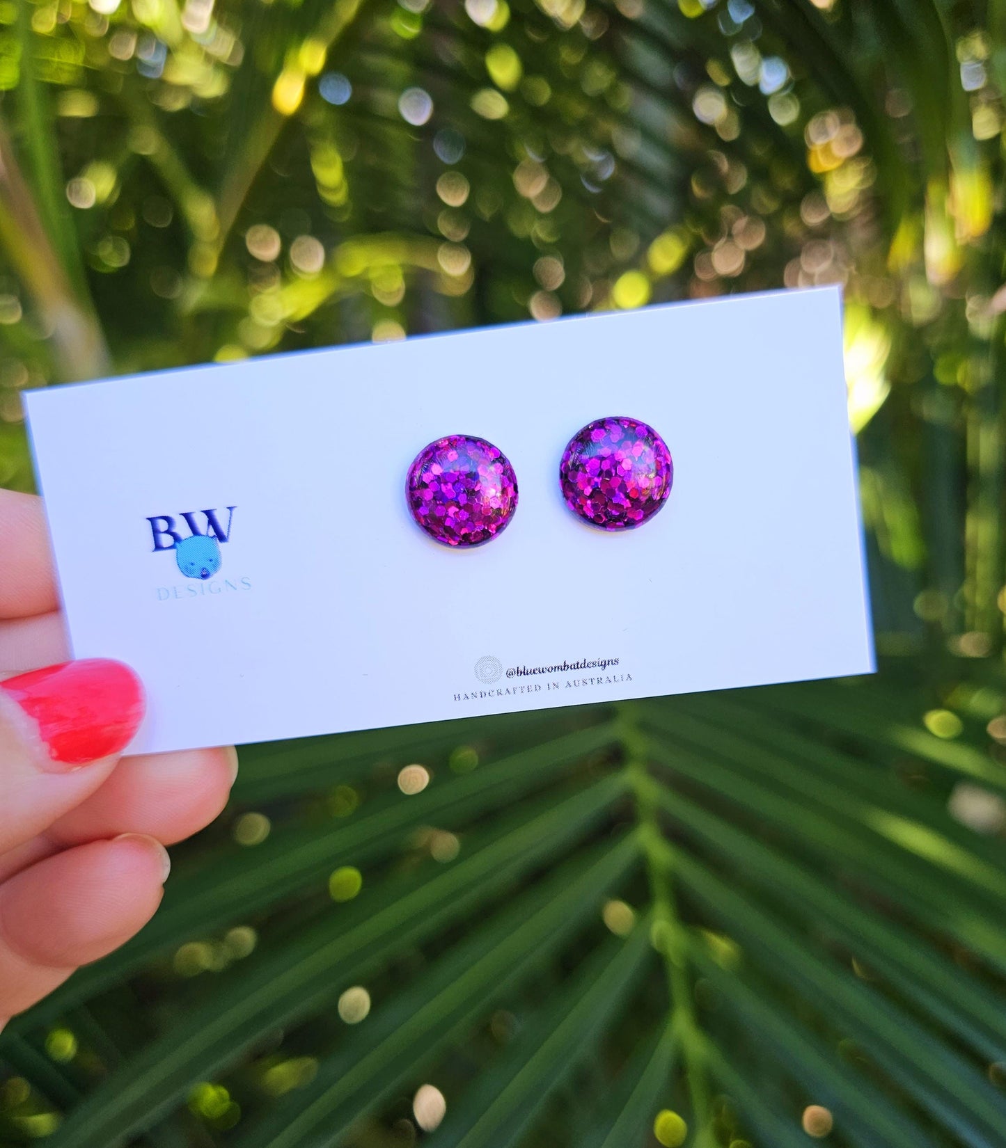 Sparkle Glitter Resin Domed Studs 12mm