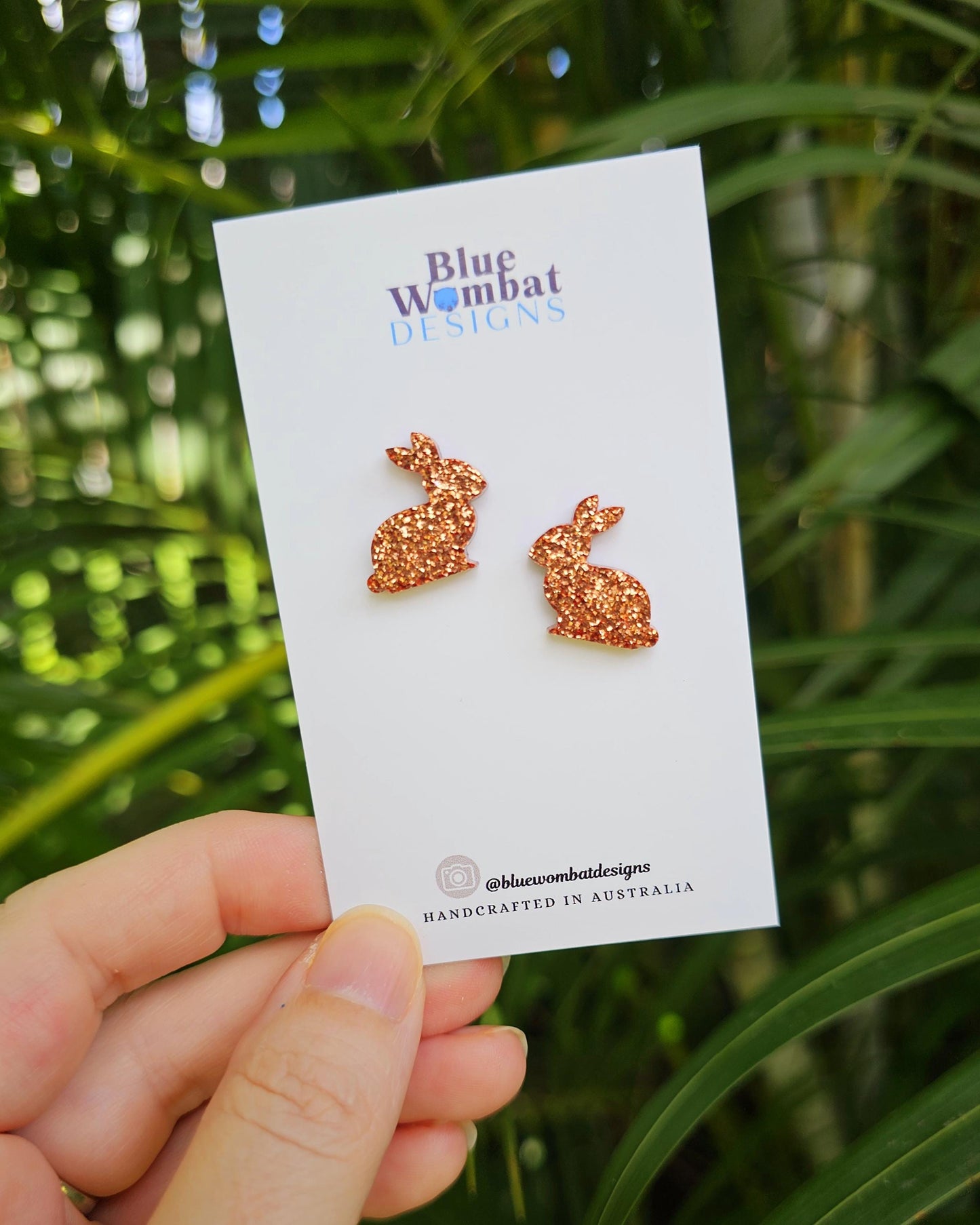 Bunny Rabbit Resin Glitter Studs 16mm