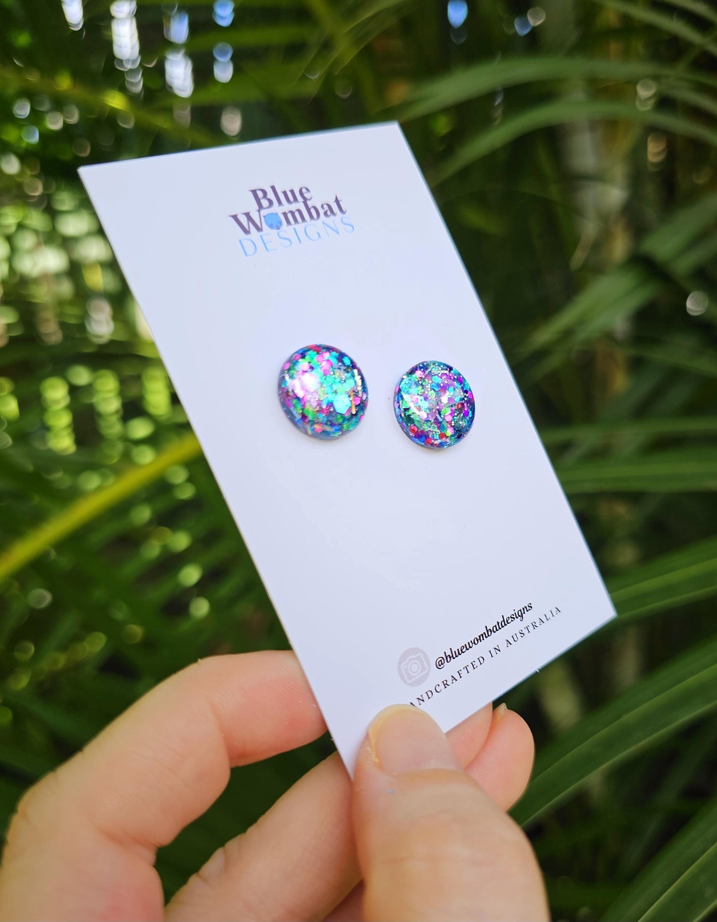 Glitter Resin Domed Studs 14mm