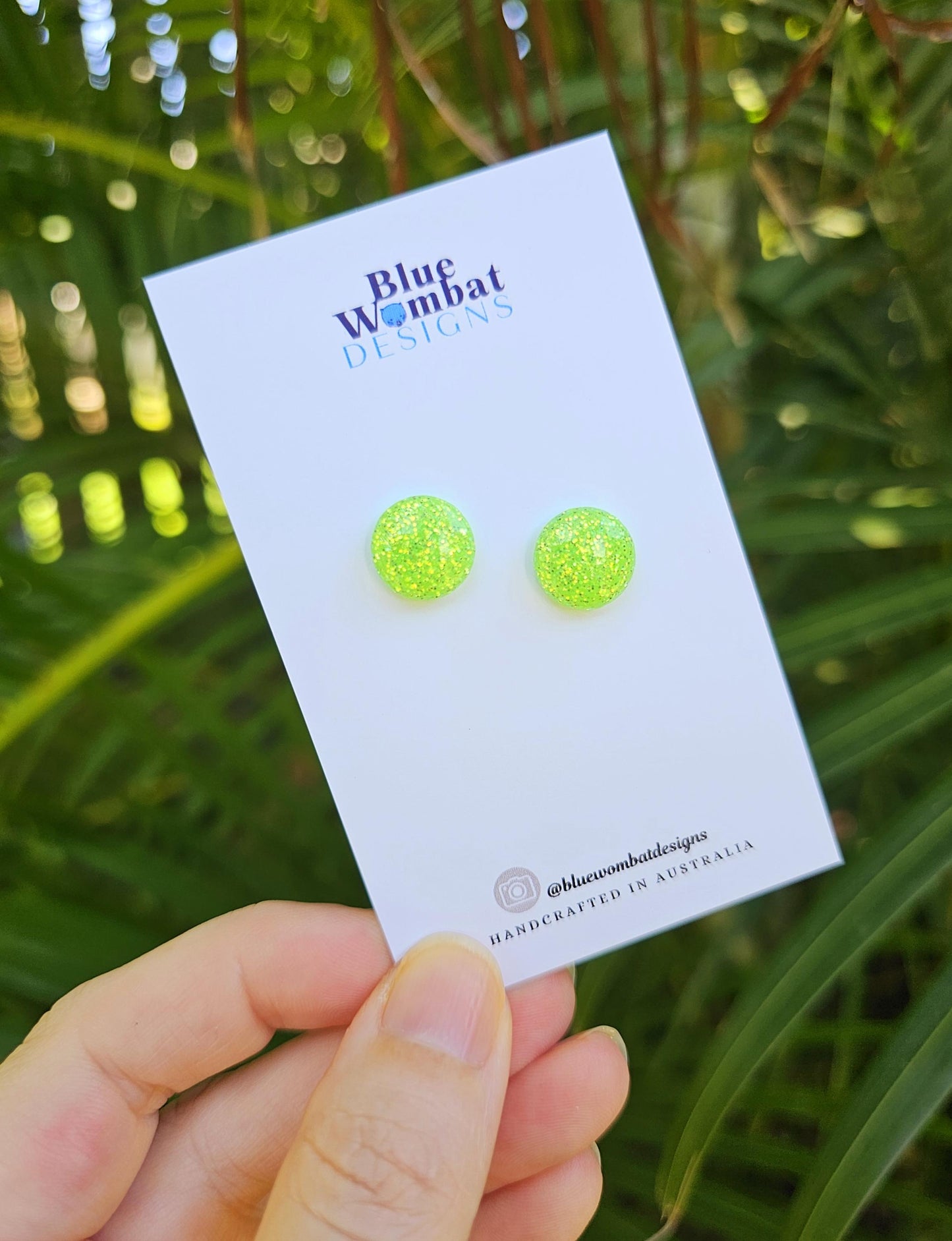 Green Glitter Resin Domed Studs 12mm