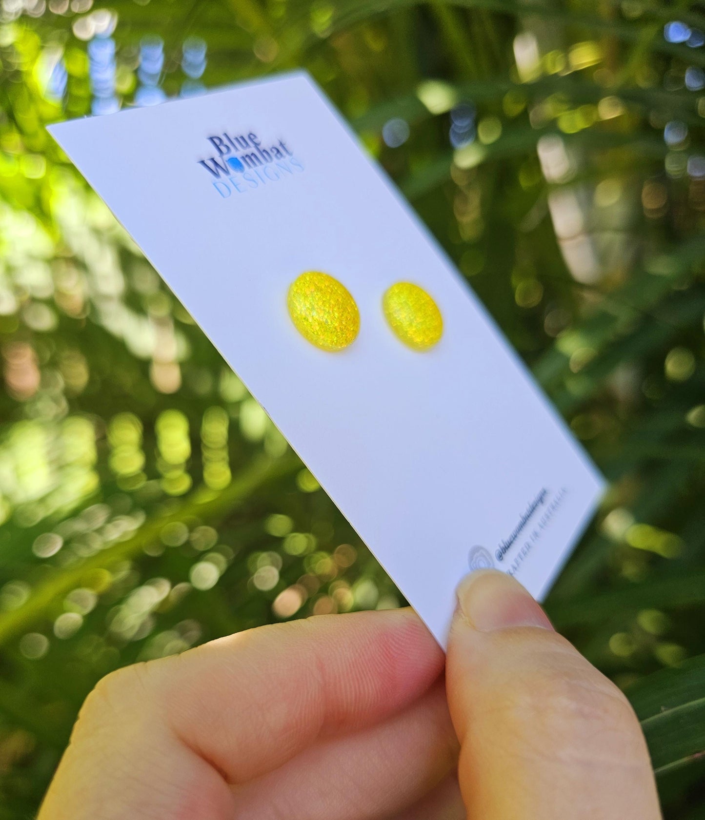 Yellow Glitter Resin Domed Studs 12mm
