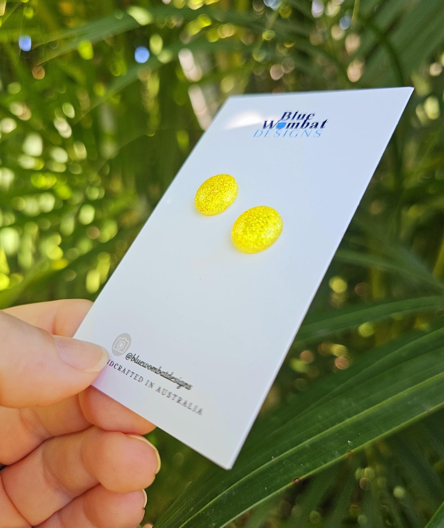 Yellow Glitter Resin Domed Studs 12mm