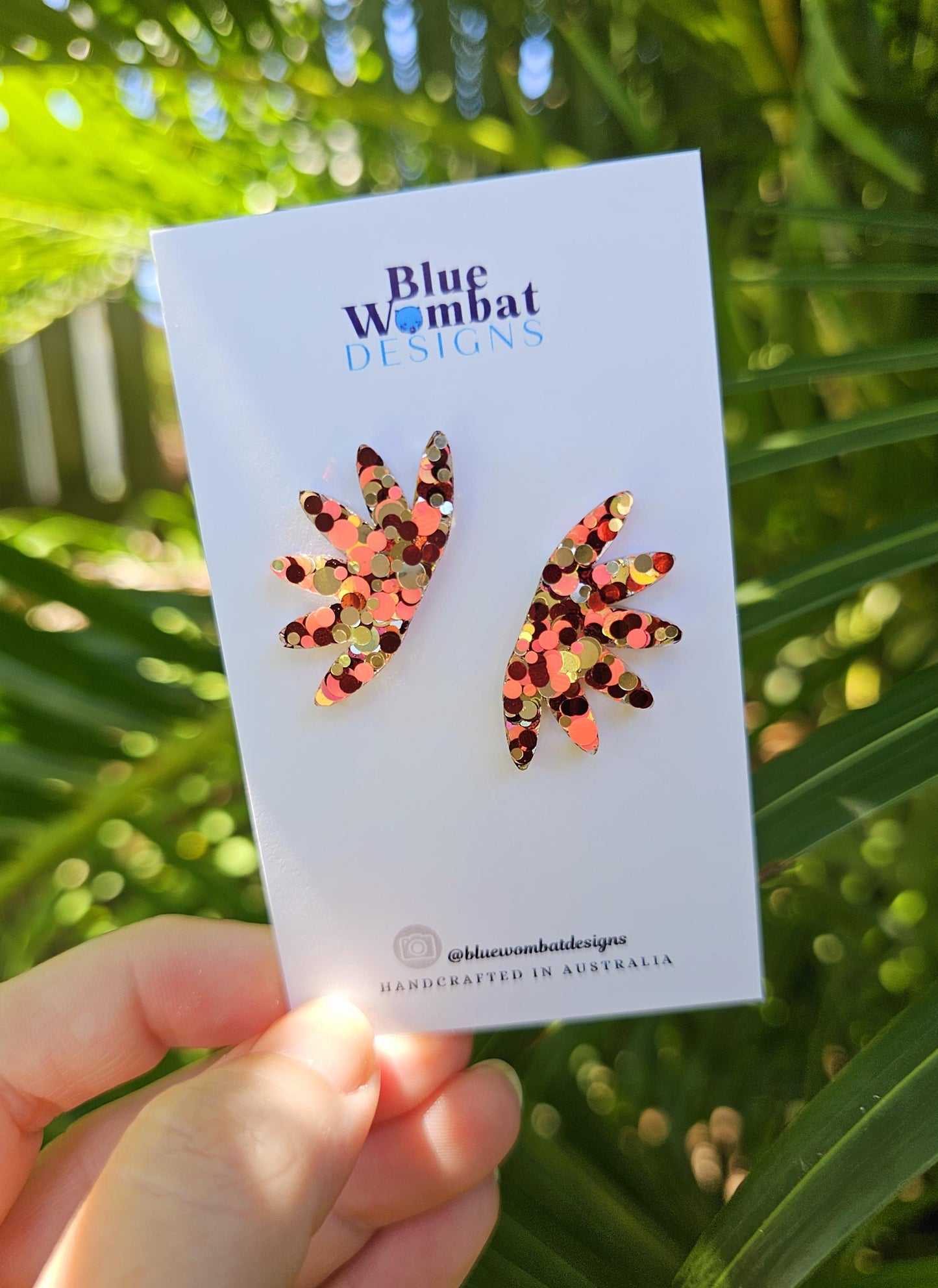 Resin Glitter Fan Wide Stud Earrings