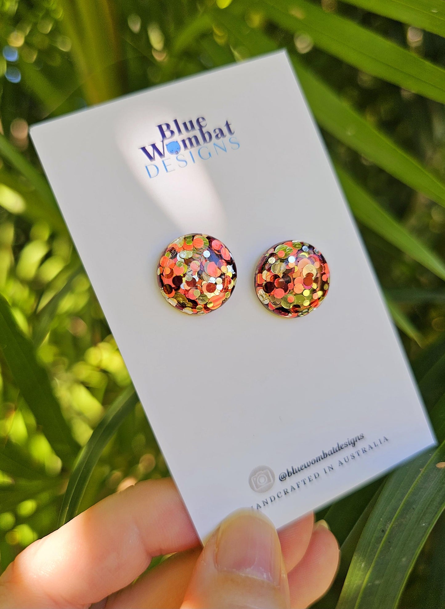 Colourful Glitter Resin Domed Studs 16mm