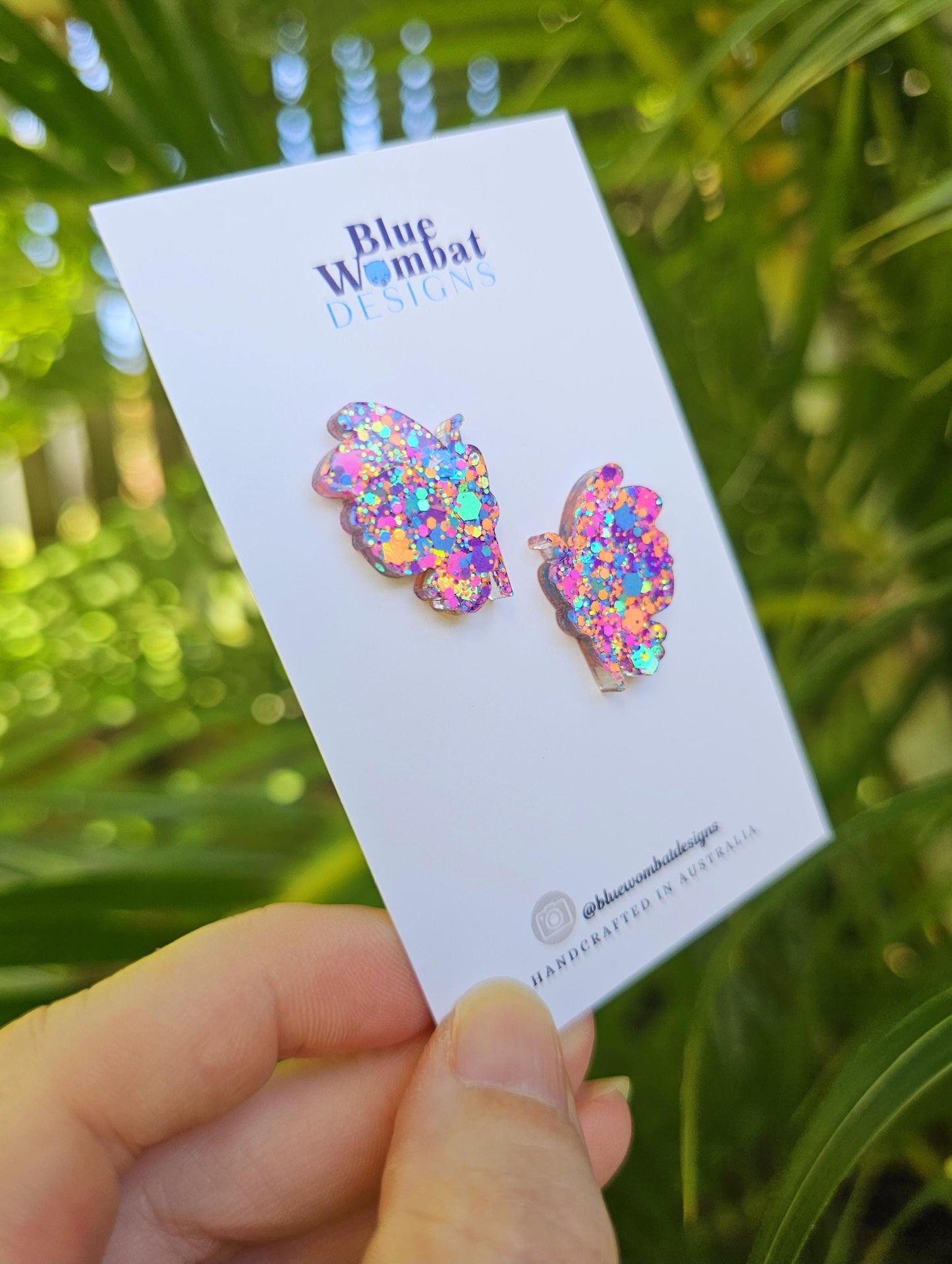 Handmade Butterfly Glitter Resin Stud Earrings