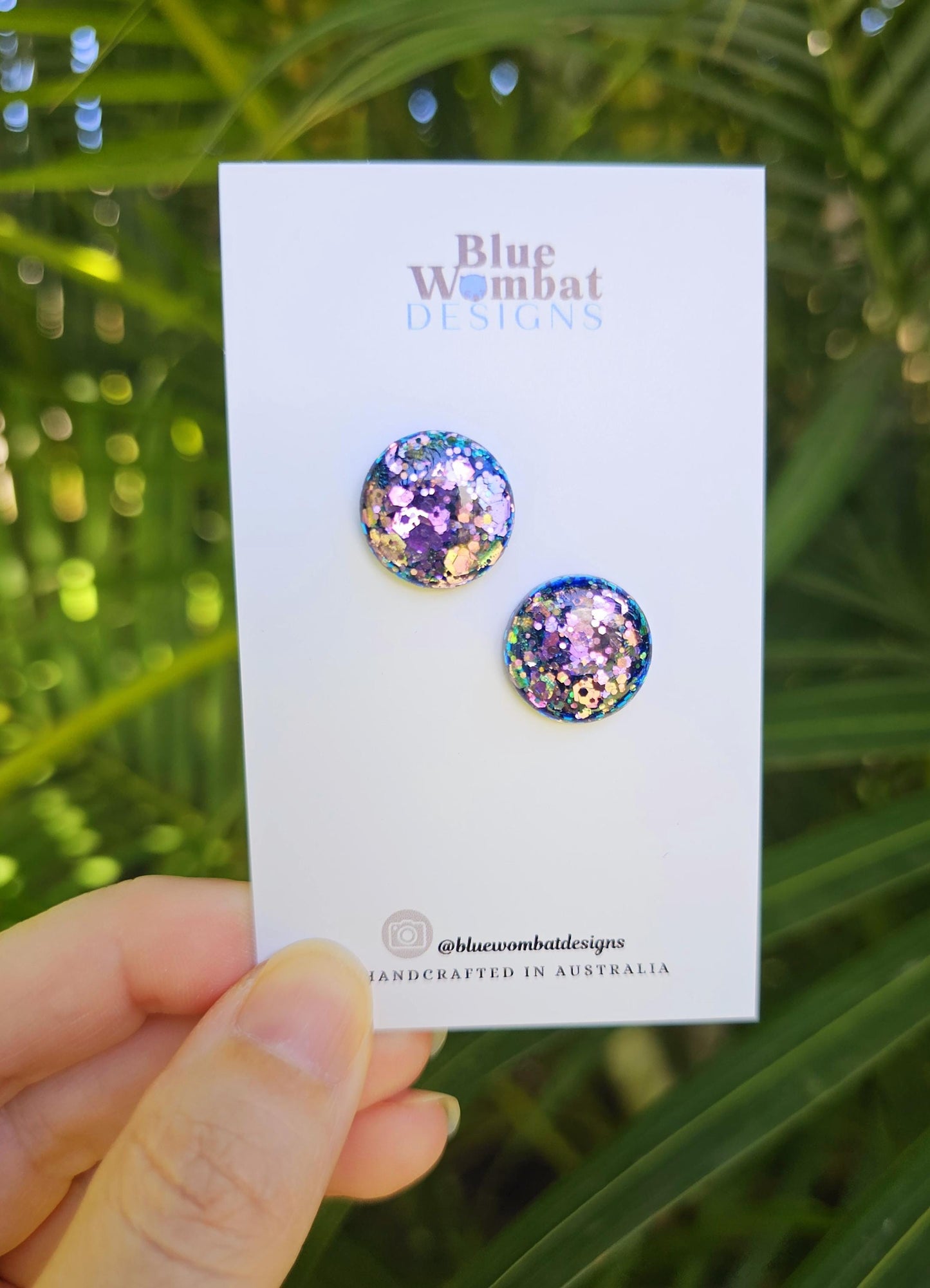 Iridescent Chameleon Glitter Resin Domed Studs 16mm