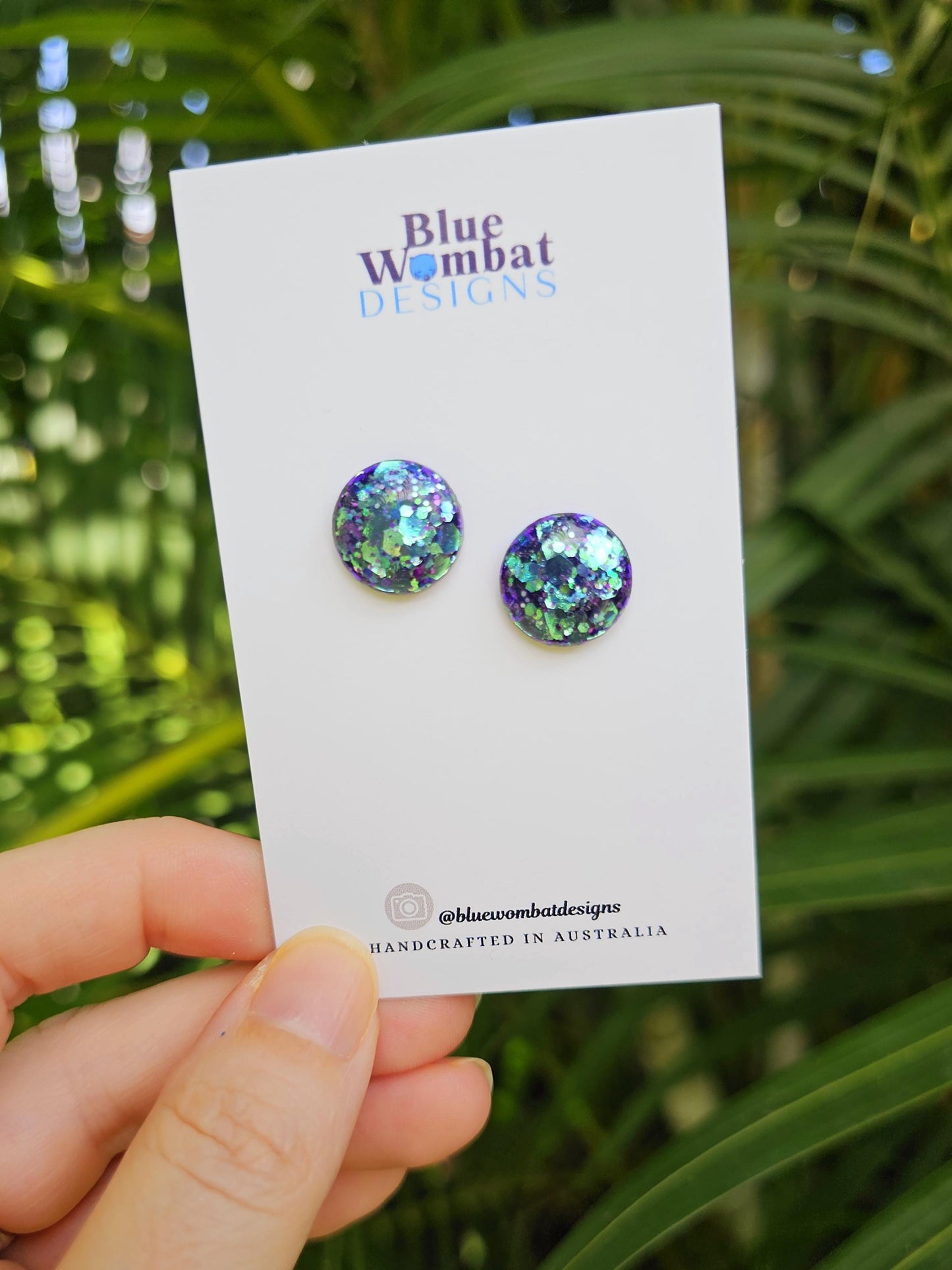 Iridescent Chameleon Glitter Resin Domed Studs 14mm