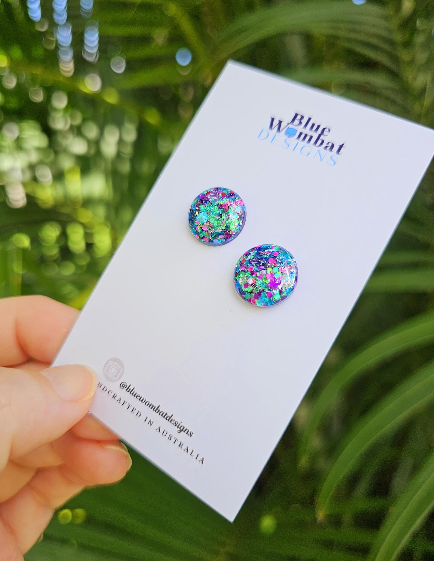 Glitter Resin Domed Studs 14mm