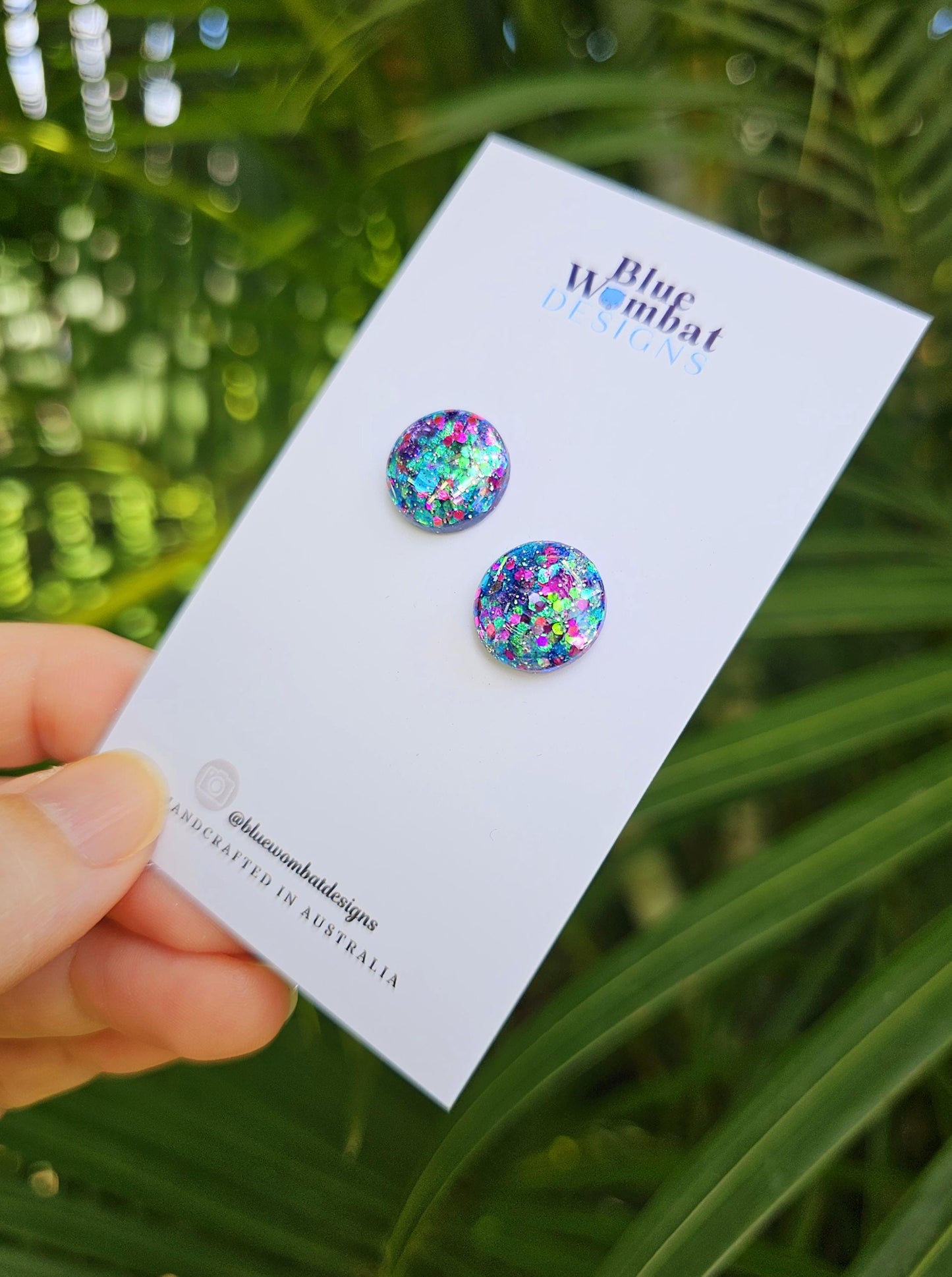 Glitter Resin Domed Studs 14mm