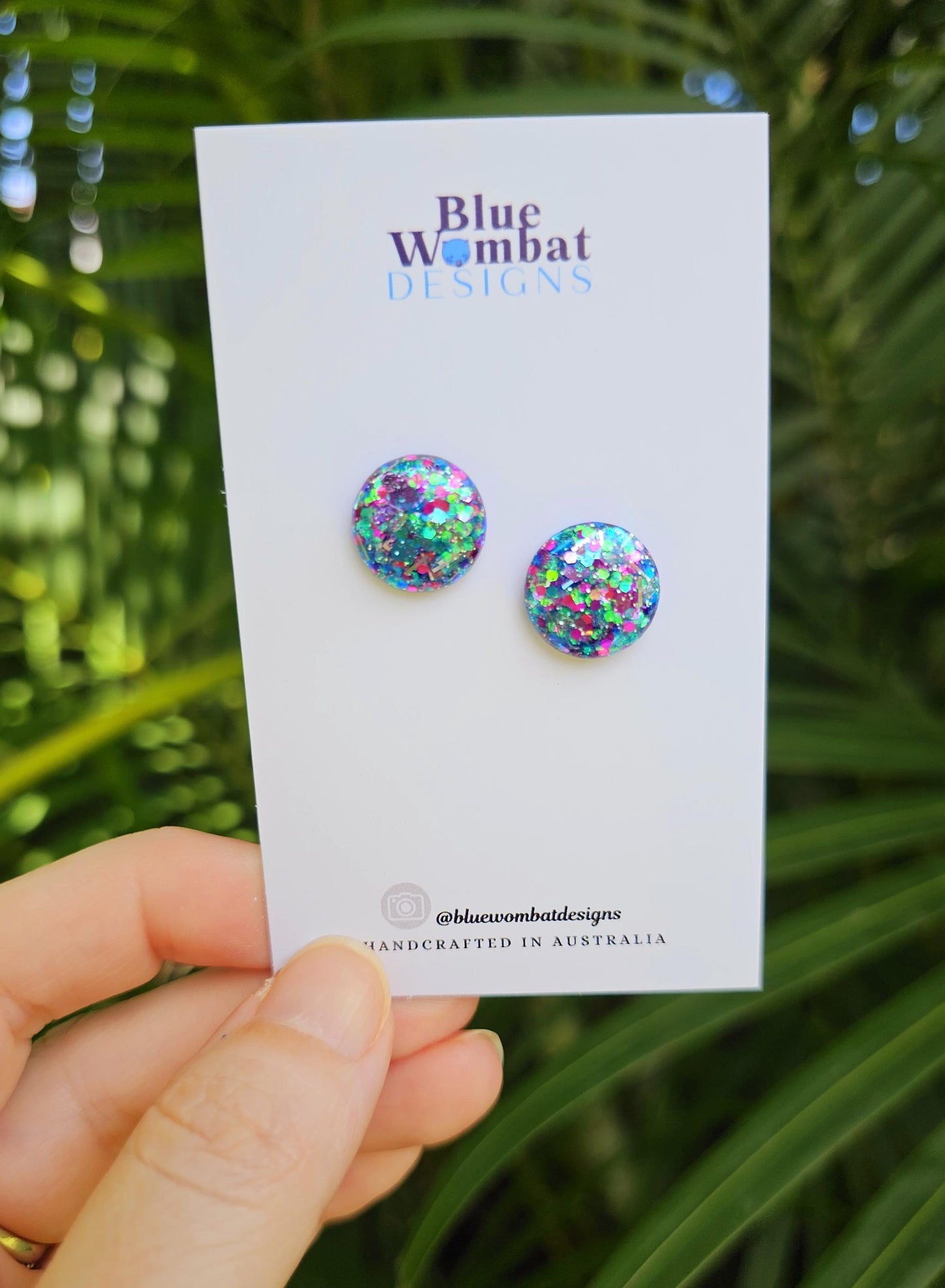 Resin Glitter Domed Studs 14mm