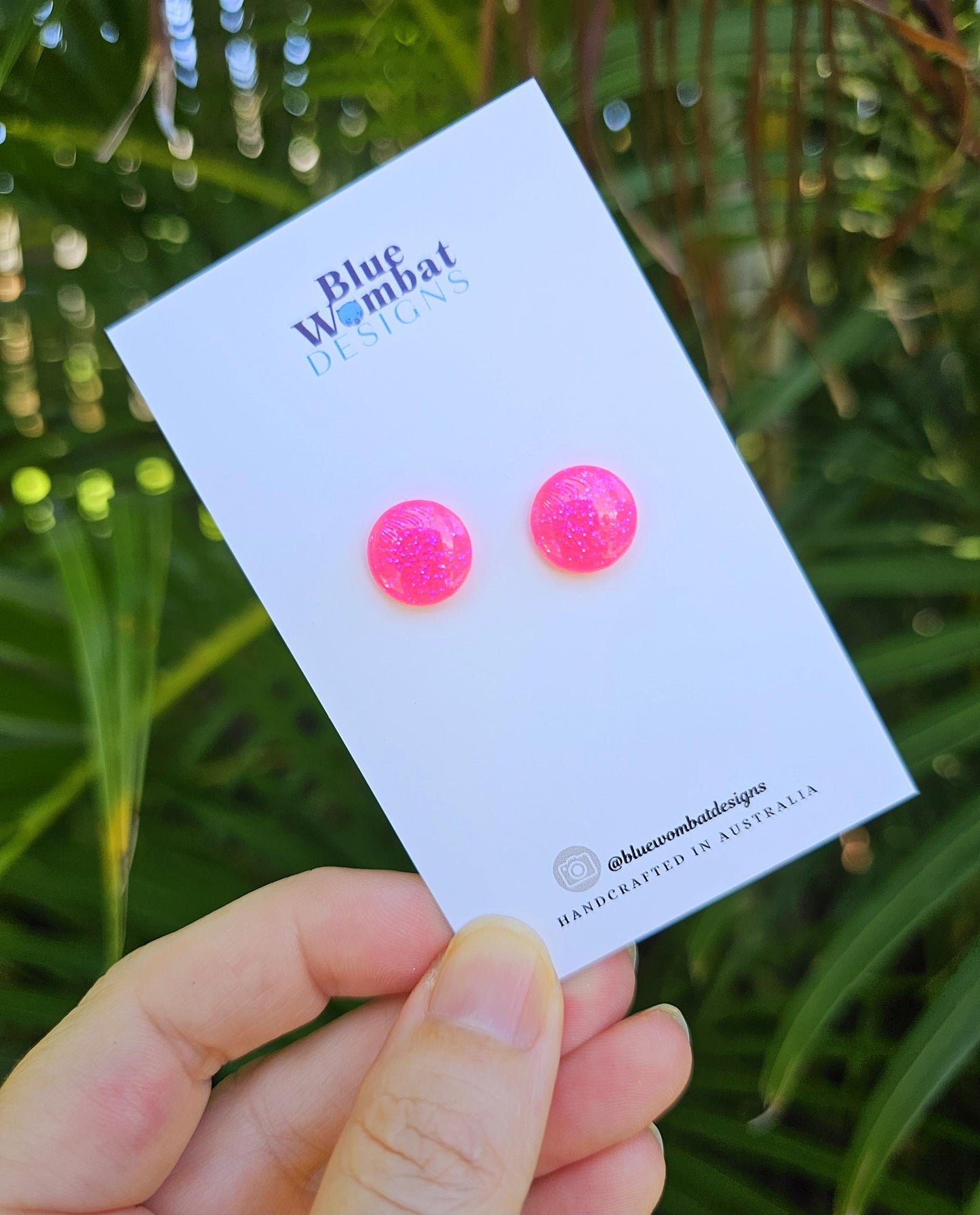 Pink Glitter Resin Domed Studs 12mm