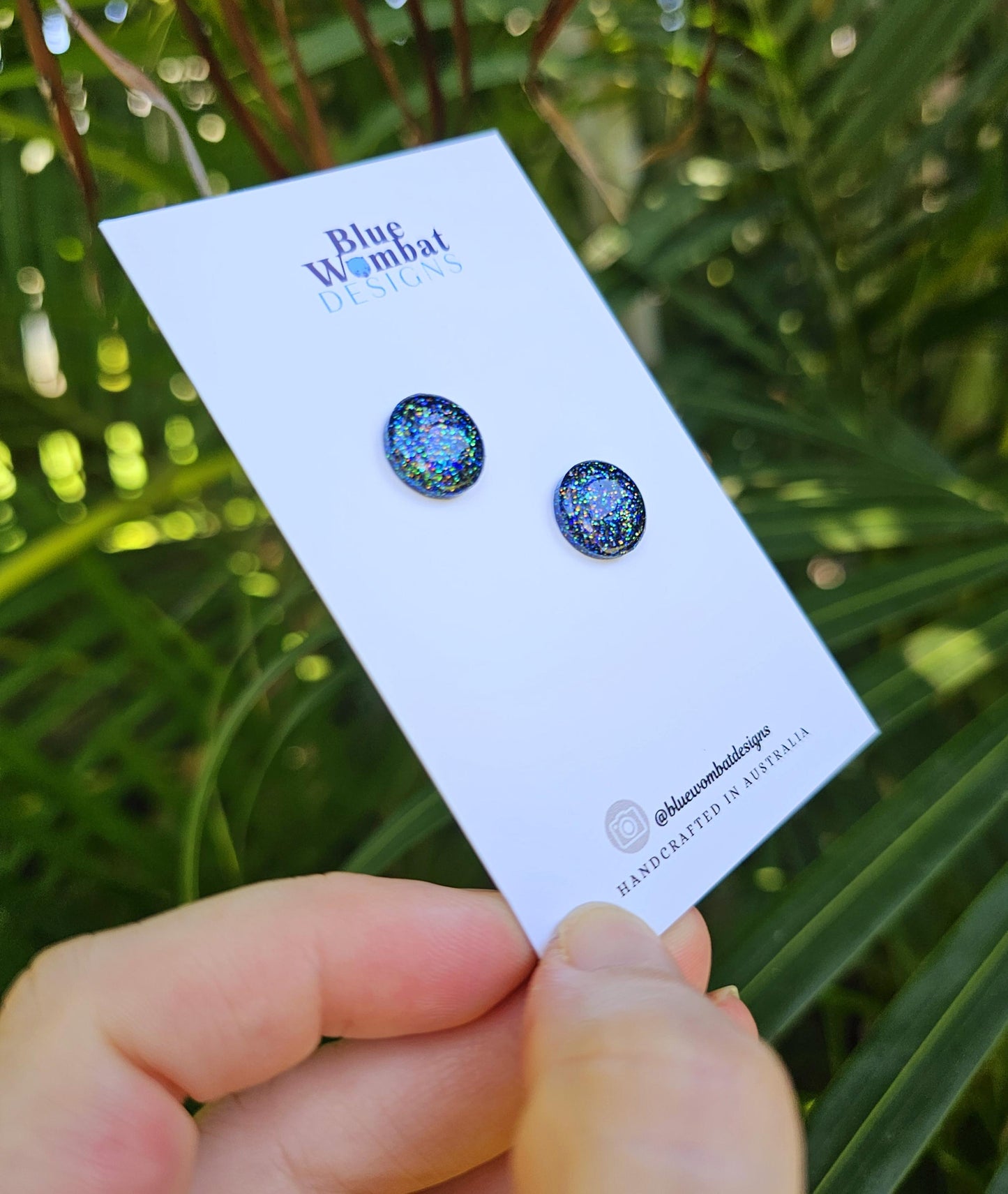 Dark Sparkle Glitter Resin Domed Studs 12mm