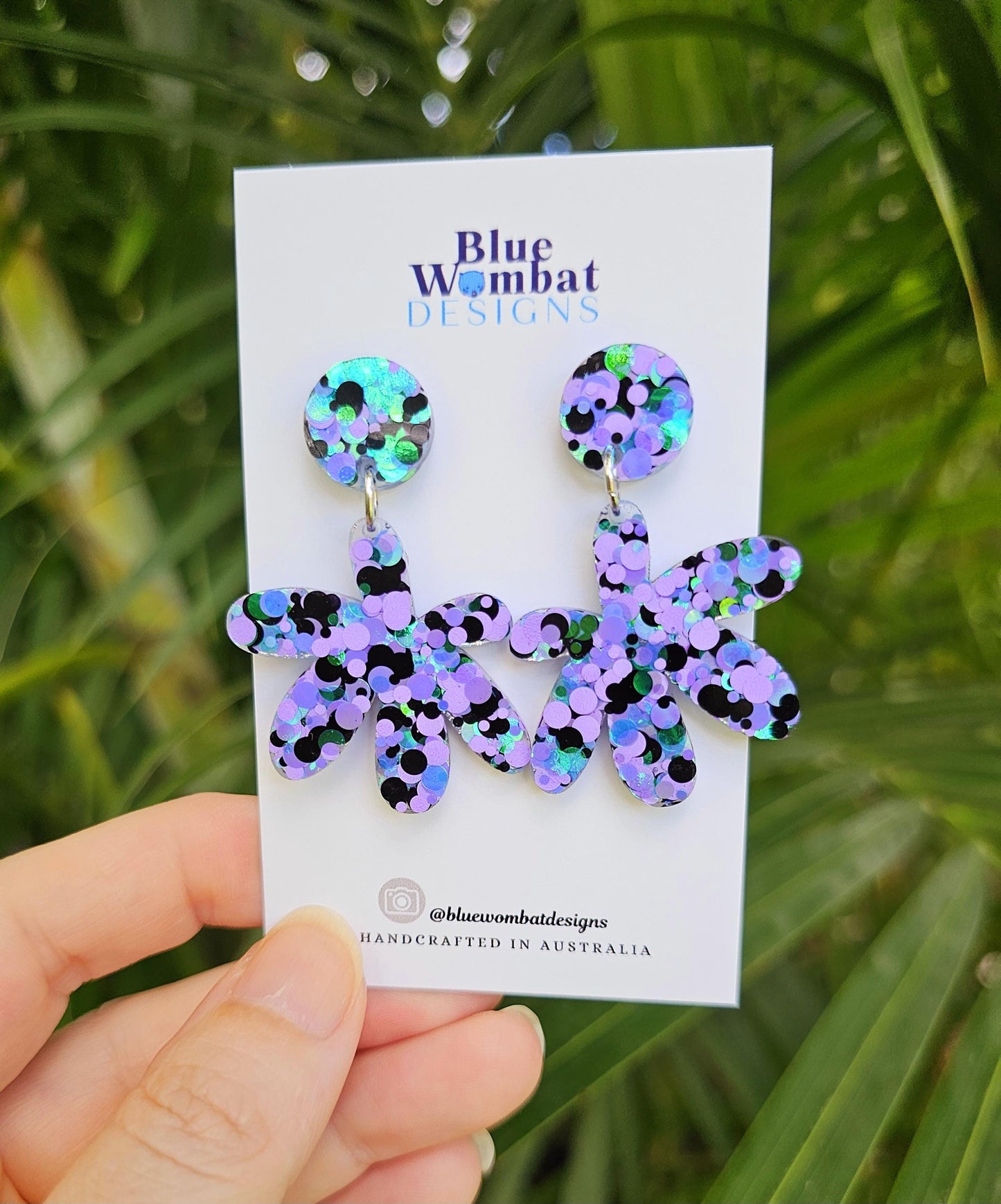 Resin Glitter Sparkle Statement Dangle Earrings