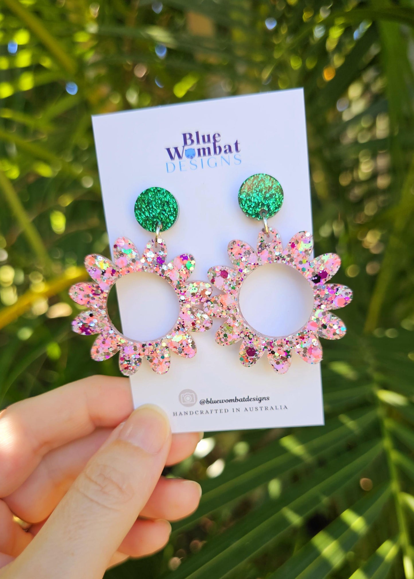 Colourful Glitter Resin Hoop Dangle Statement Earrings