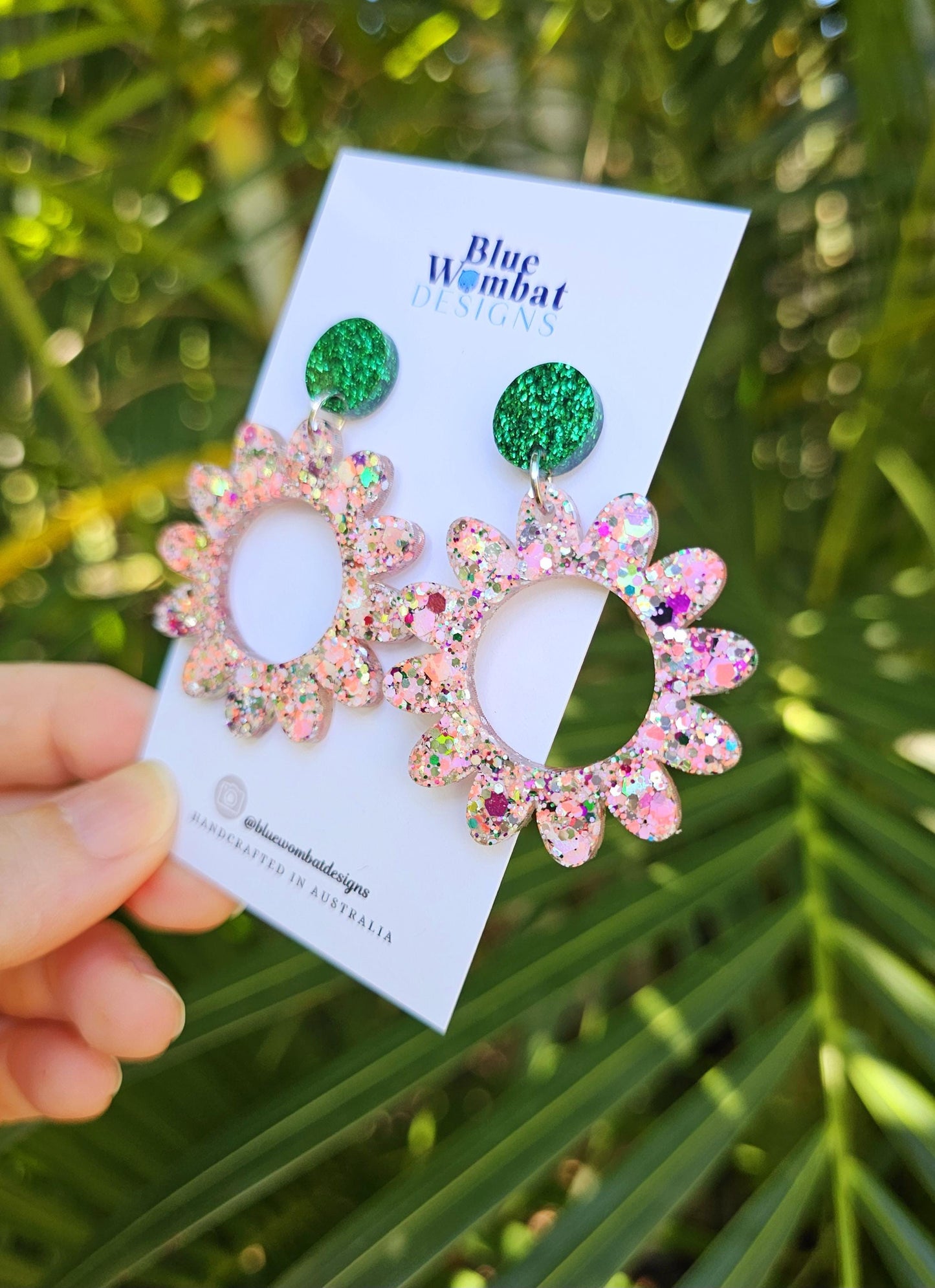 Colourful Glitter Resin Hoop Dangle Statement Earrings