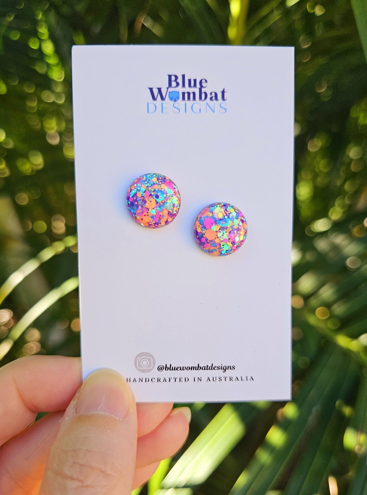 Colourful Glitter Resin Domed Studs 14mm