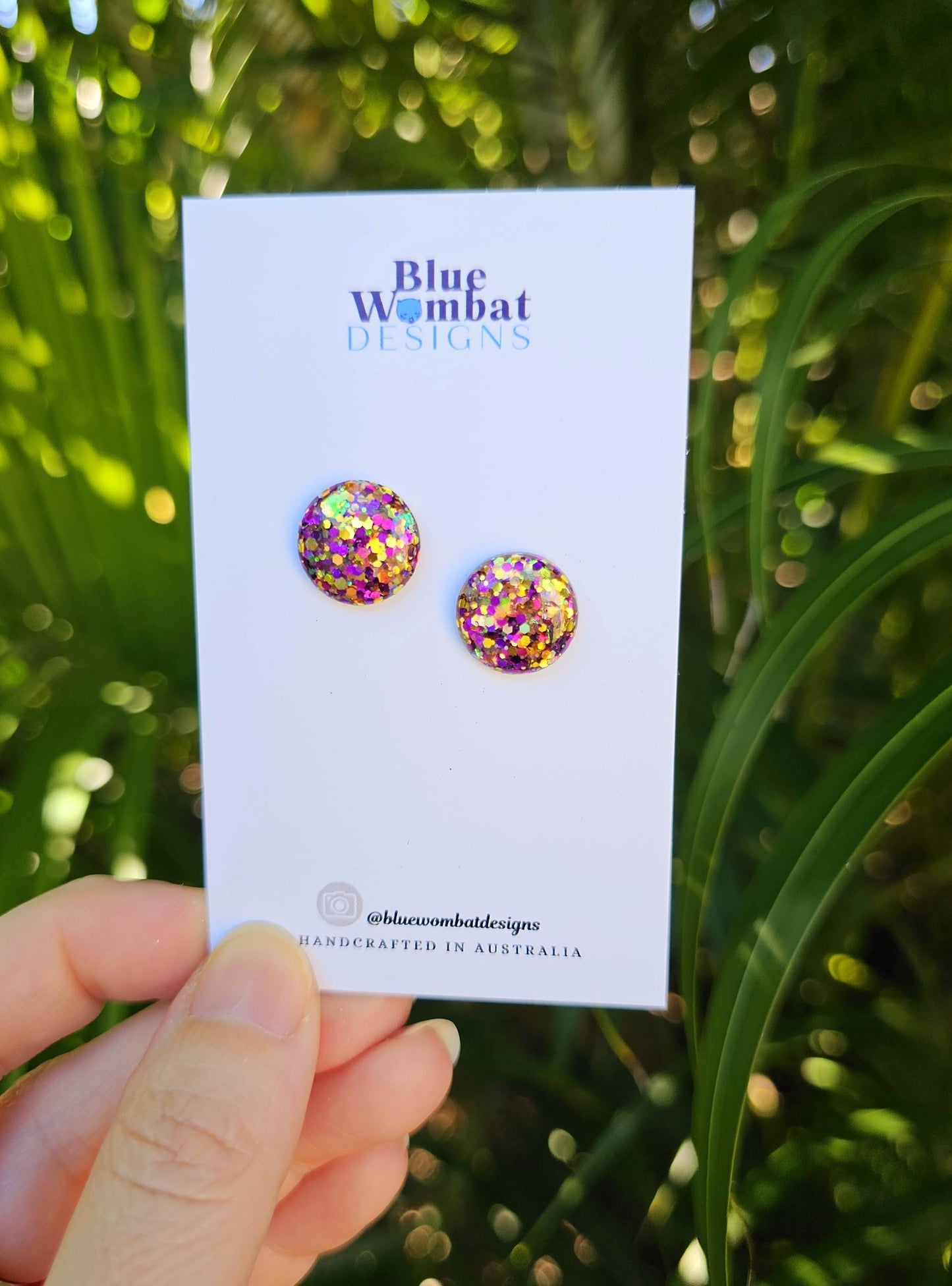 Colourful Glitter Resin Domed Studs 14mm
