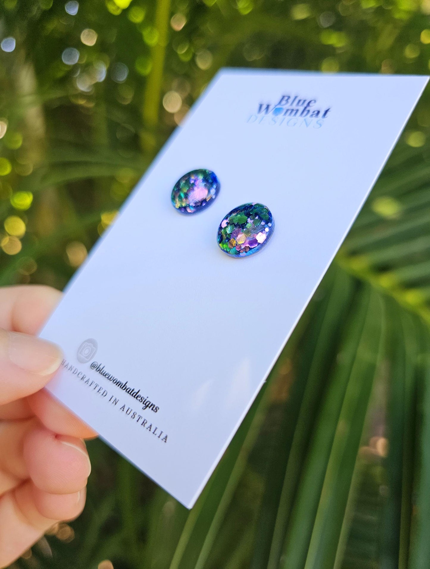 Chameleon Iridescent Glitter Resin Domed Studs 12mm