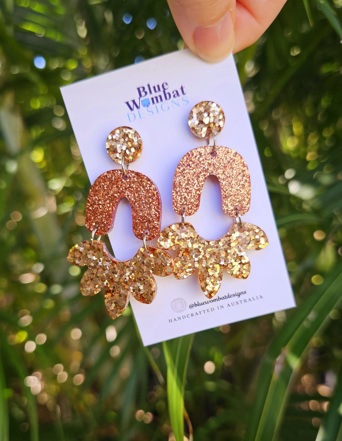 Resin Sparkle Glitter Large Statement Dangle Earrings