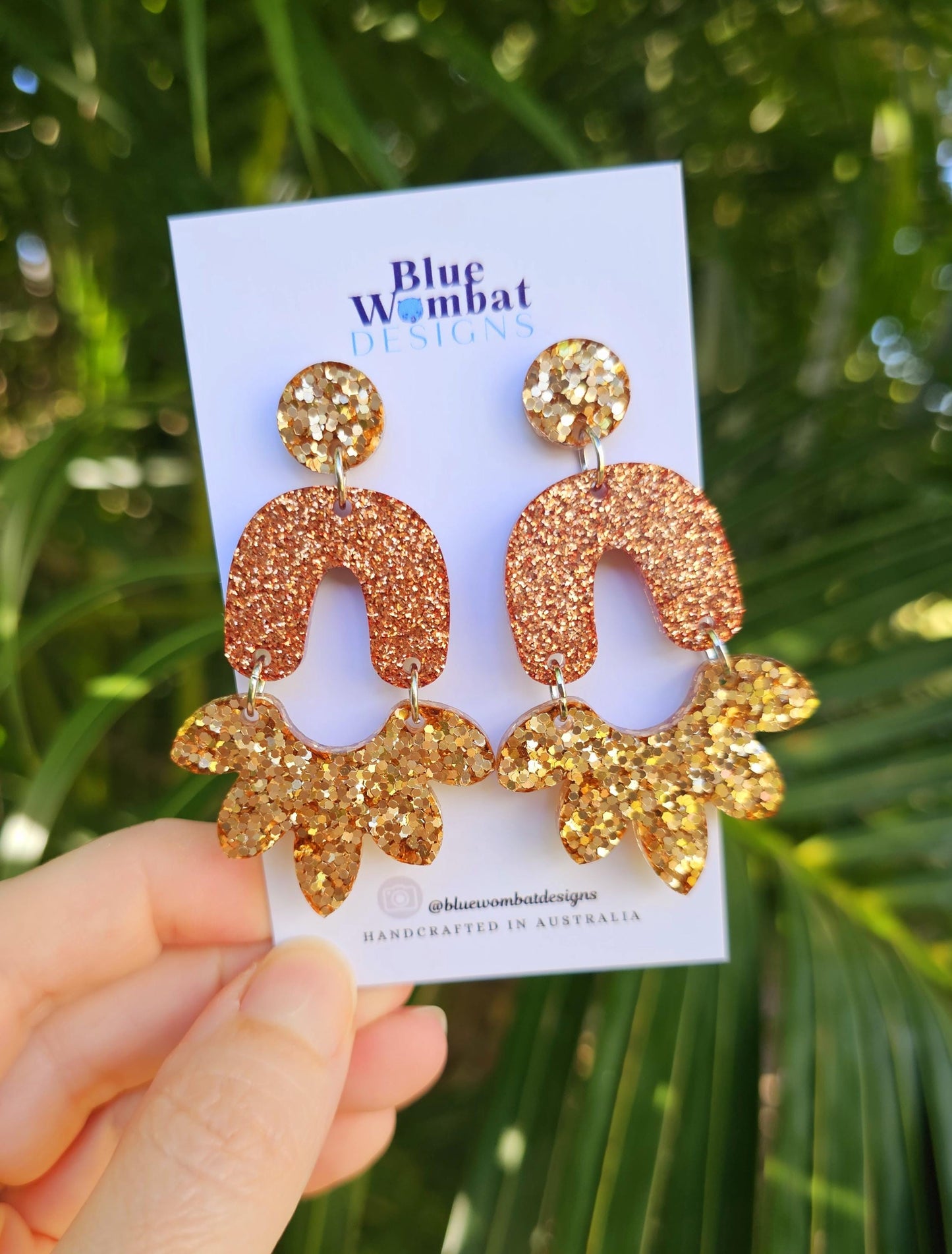 Resin Sparkle Glitter Large Statement Dangle Earrings