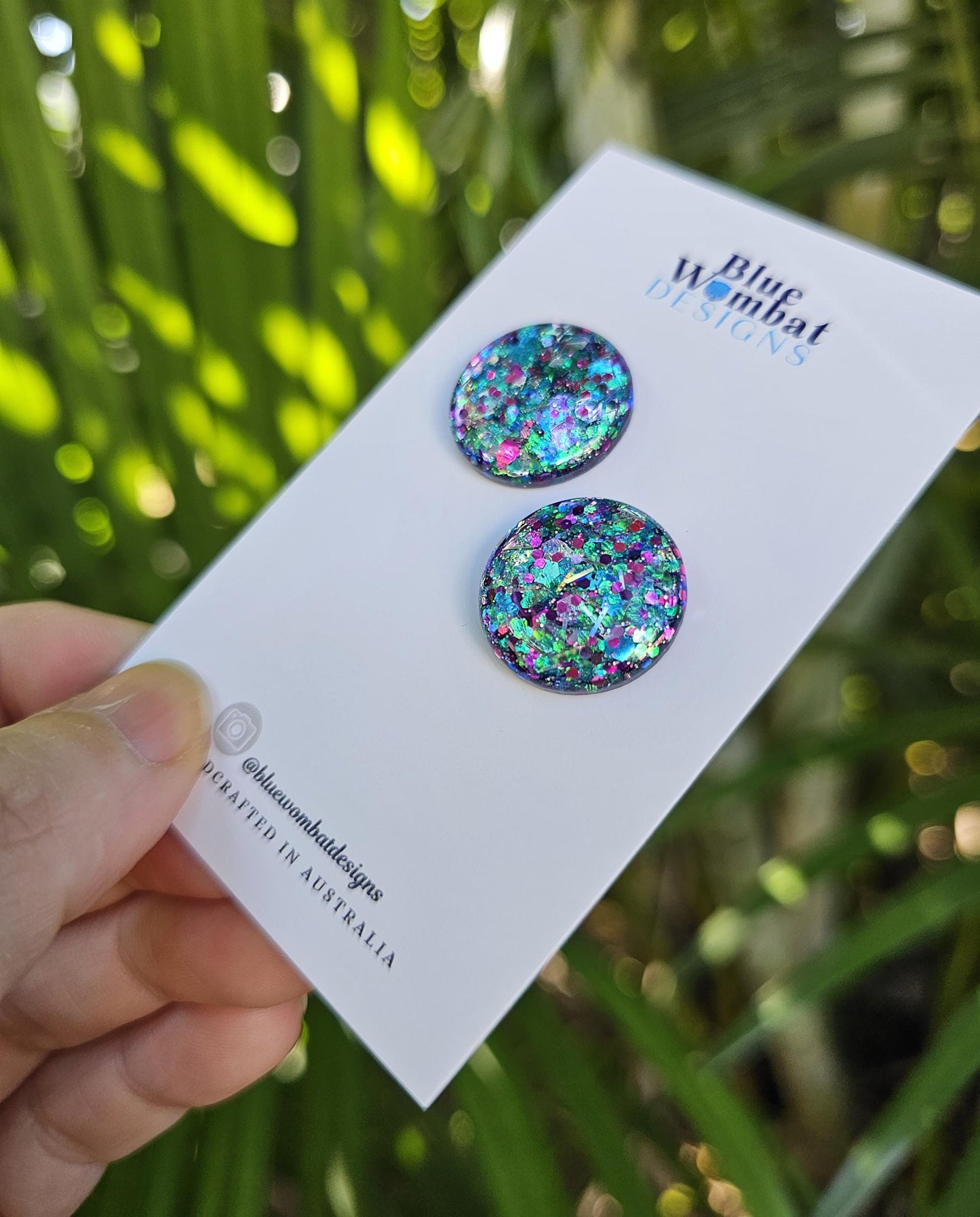 Colourful Glitter Resin Domed Studs 20mm