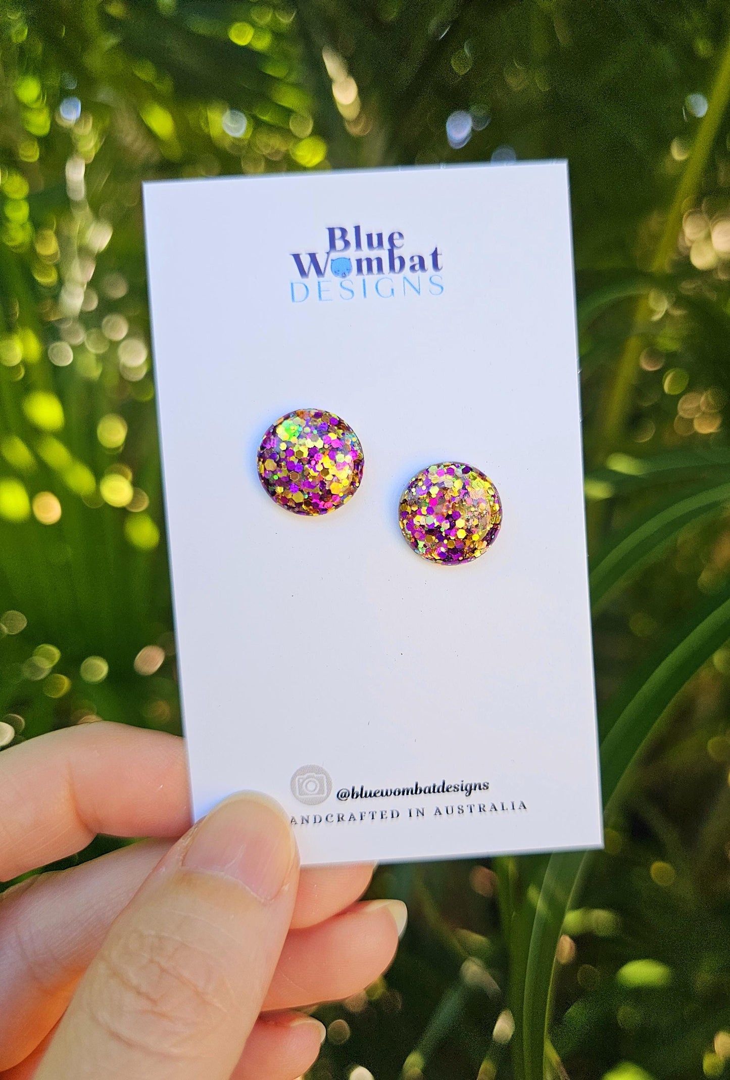 Colourful Glitter Resin Domed Studs 14mm