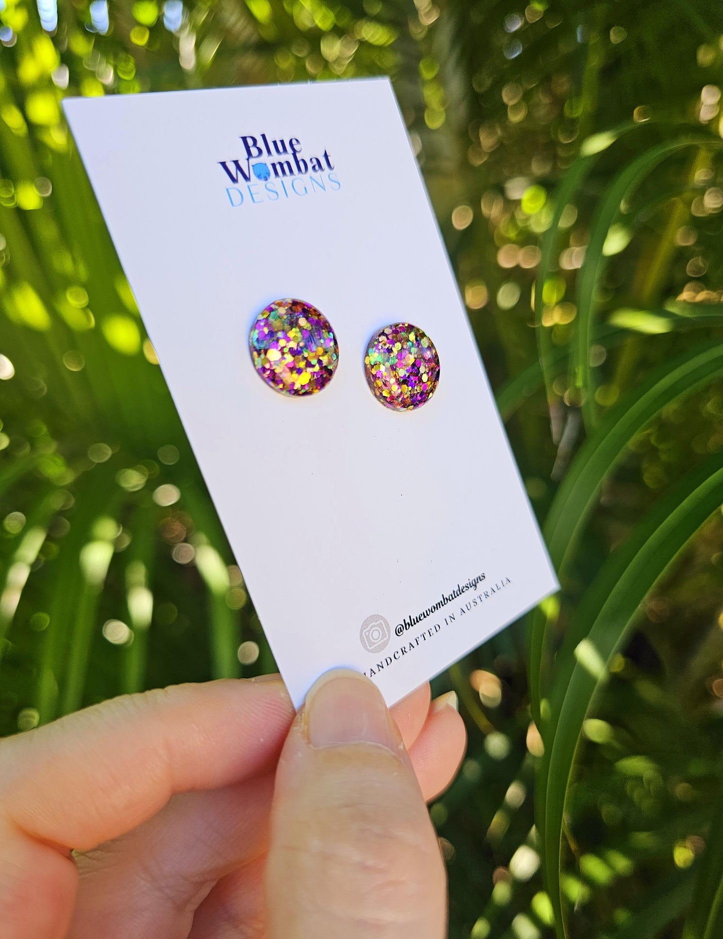 Colourful Glitter Resin Domed Studs 14mm