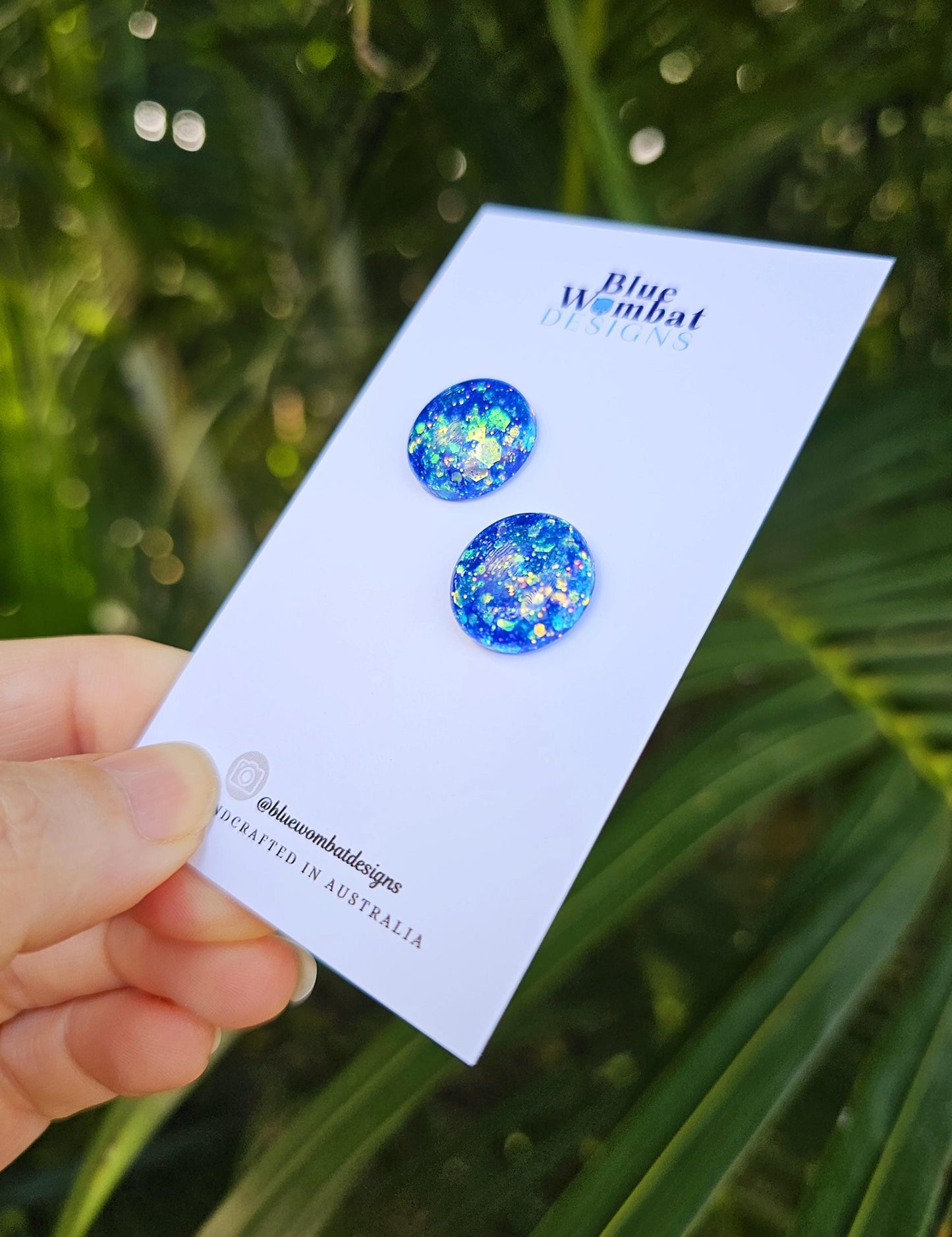 Iridescent Glitter Resin Domed Studs 16mm