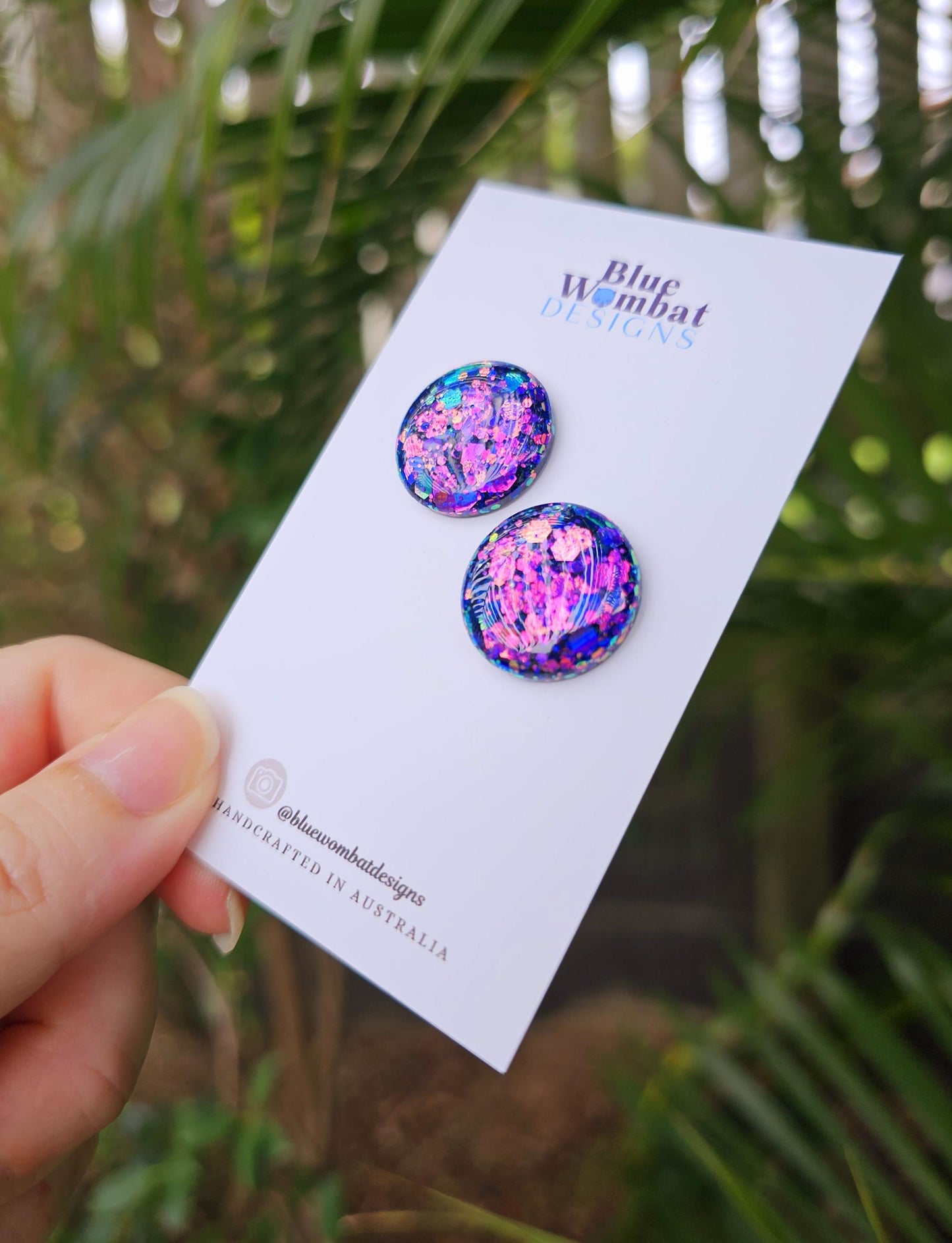 Chameleon Iridescent Glitter Resin Domed Studs 20mm