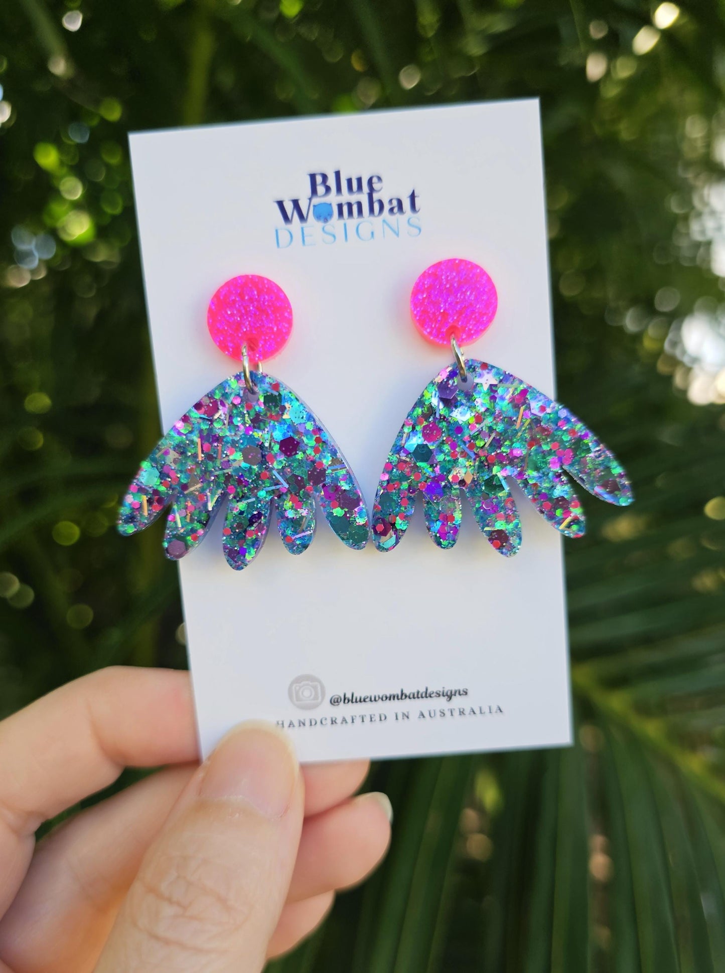 Colourful Glitter Resin Statement Earrings