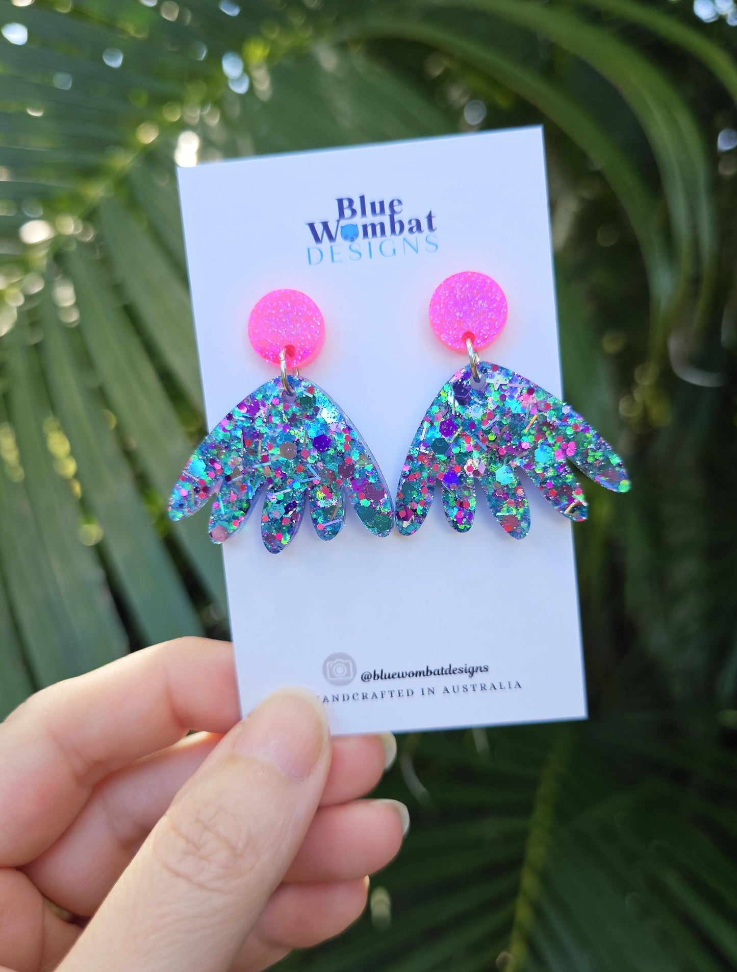 Colourful Glitter Resin Statement Earrings