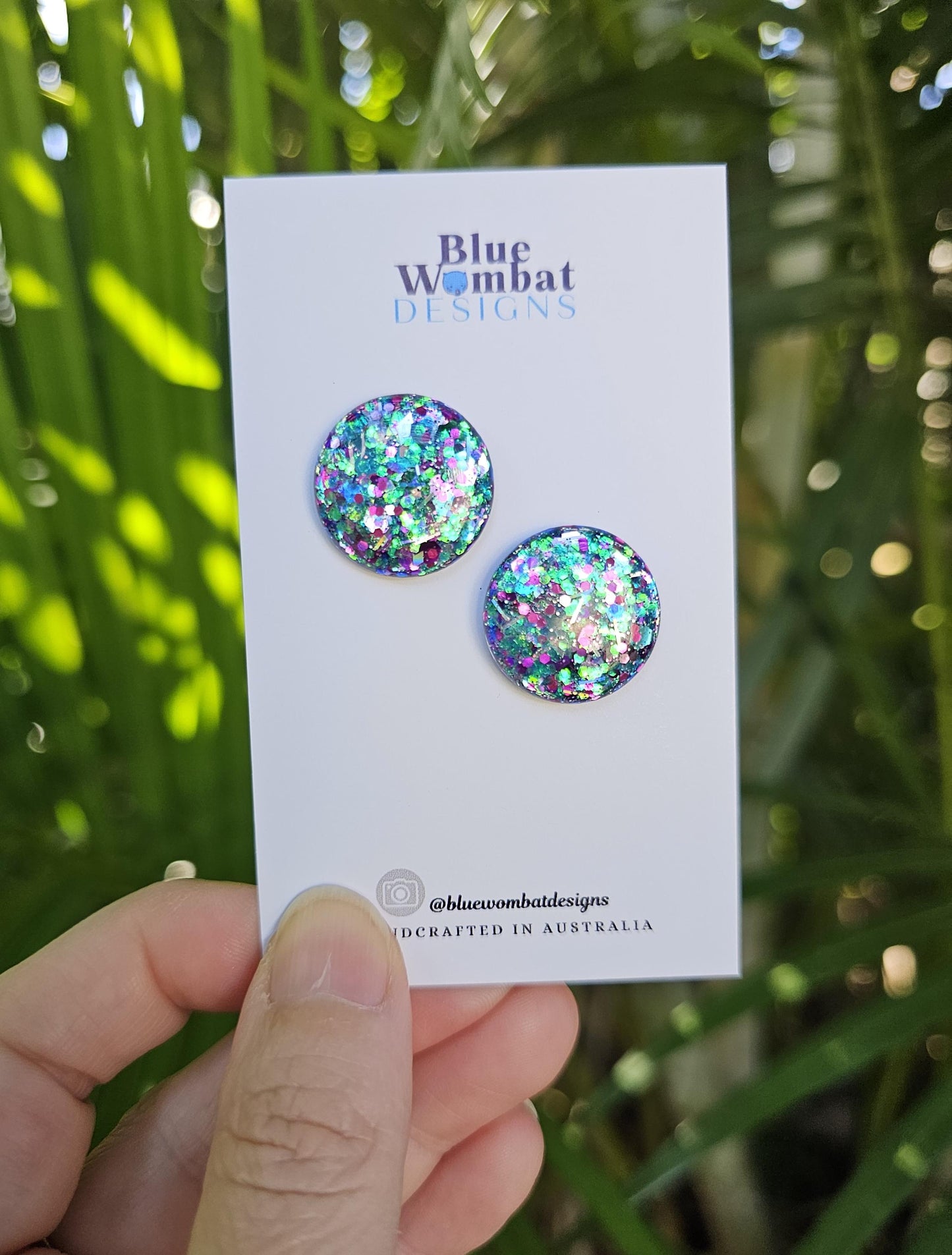 Colourful Glitter Resin Domed Studs 20mm