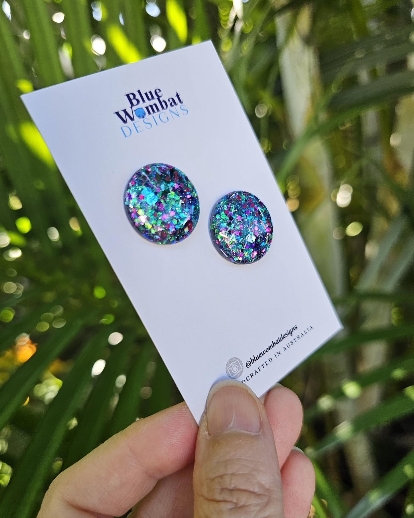 Colourful Glitter Resin Domed Studs 20mm