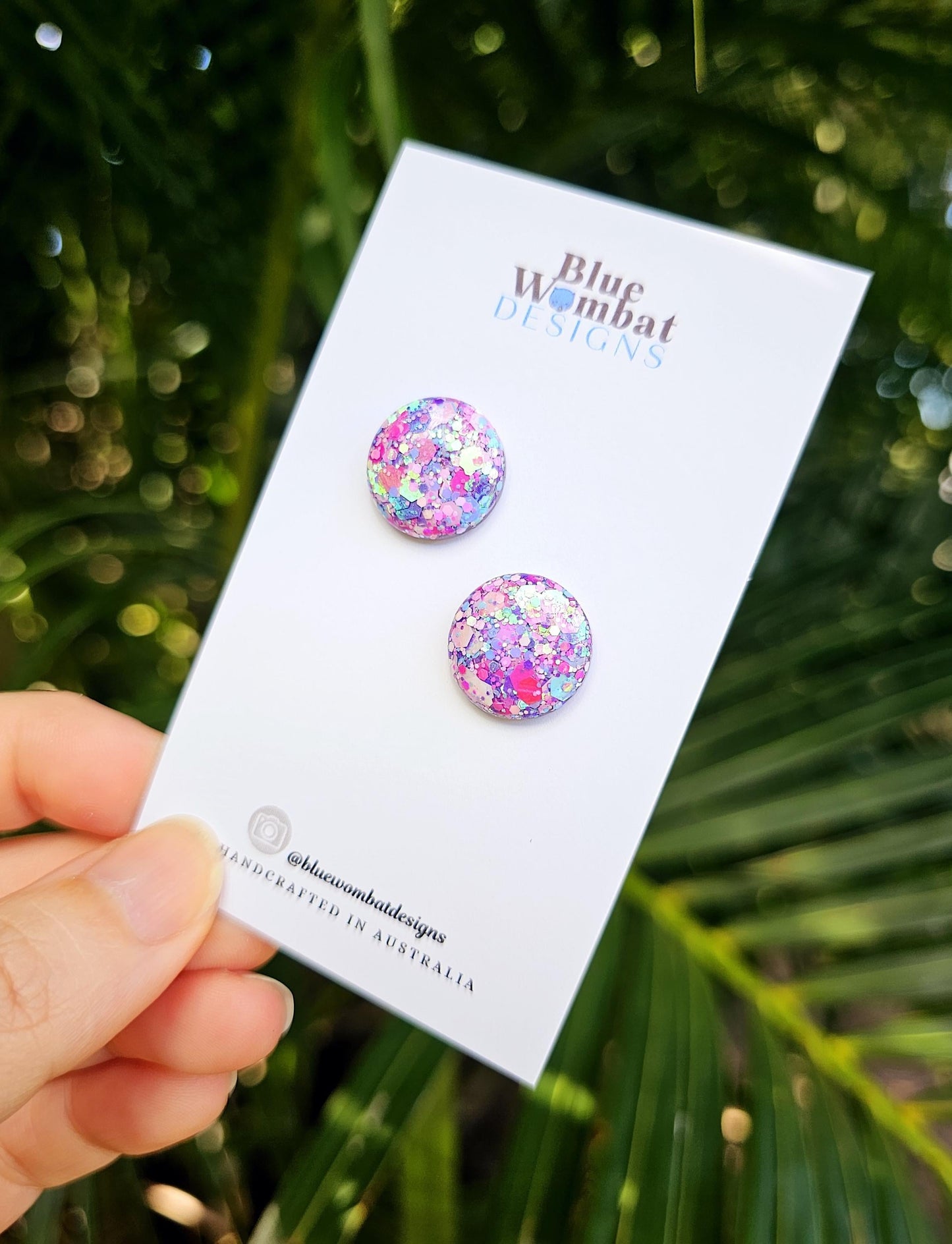 Colourful Glitter Resin Domed Studs 16mm