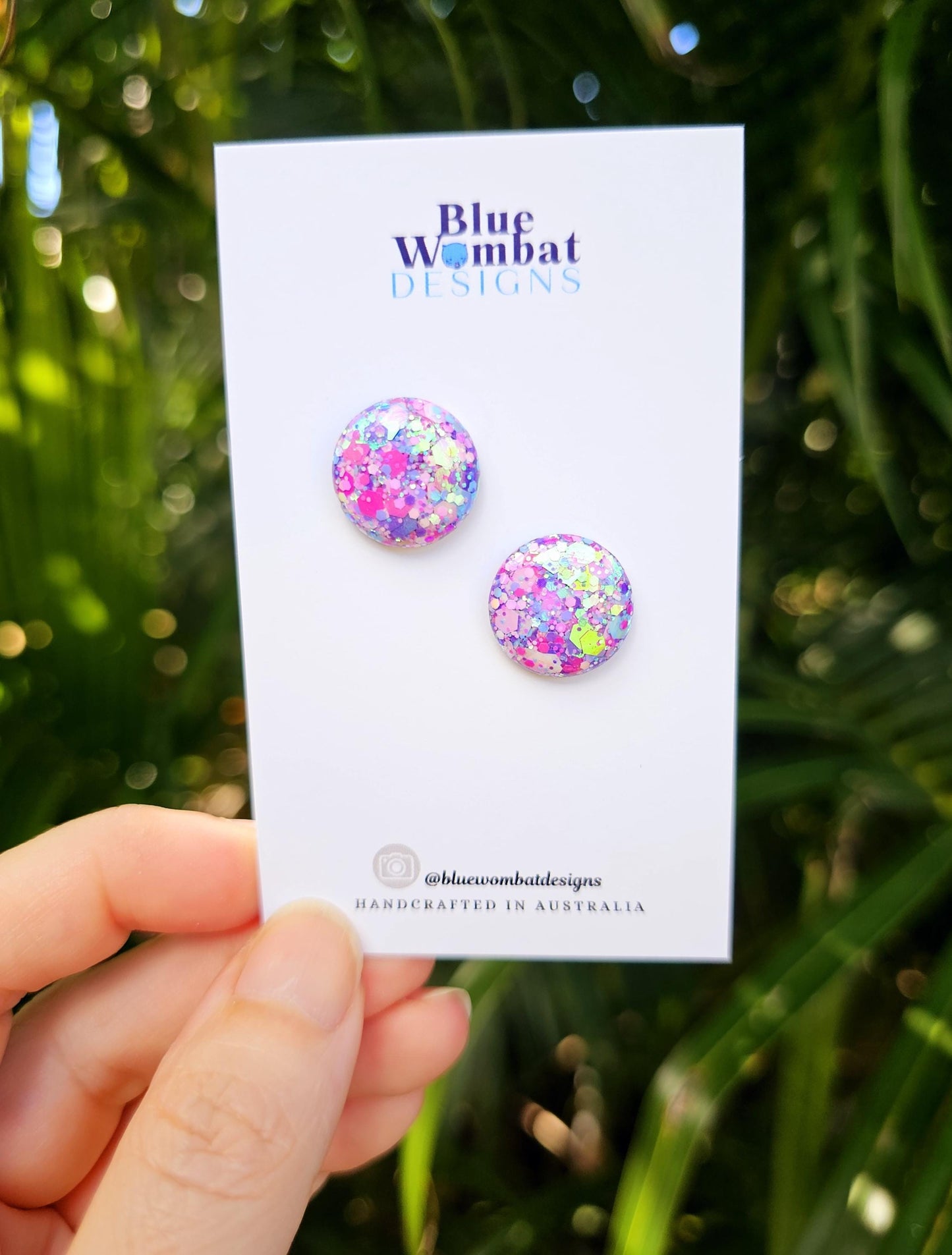 Colourful Glitter Resin Domed Studs 16mm