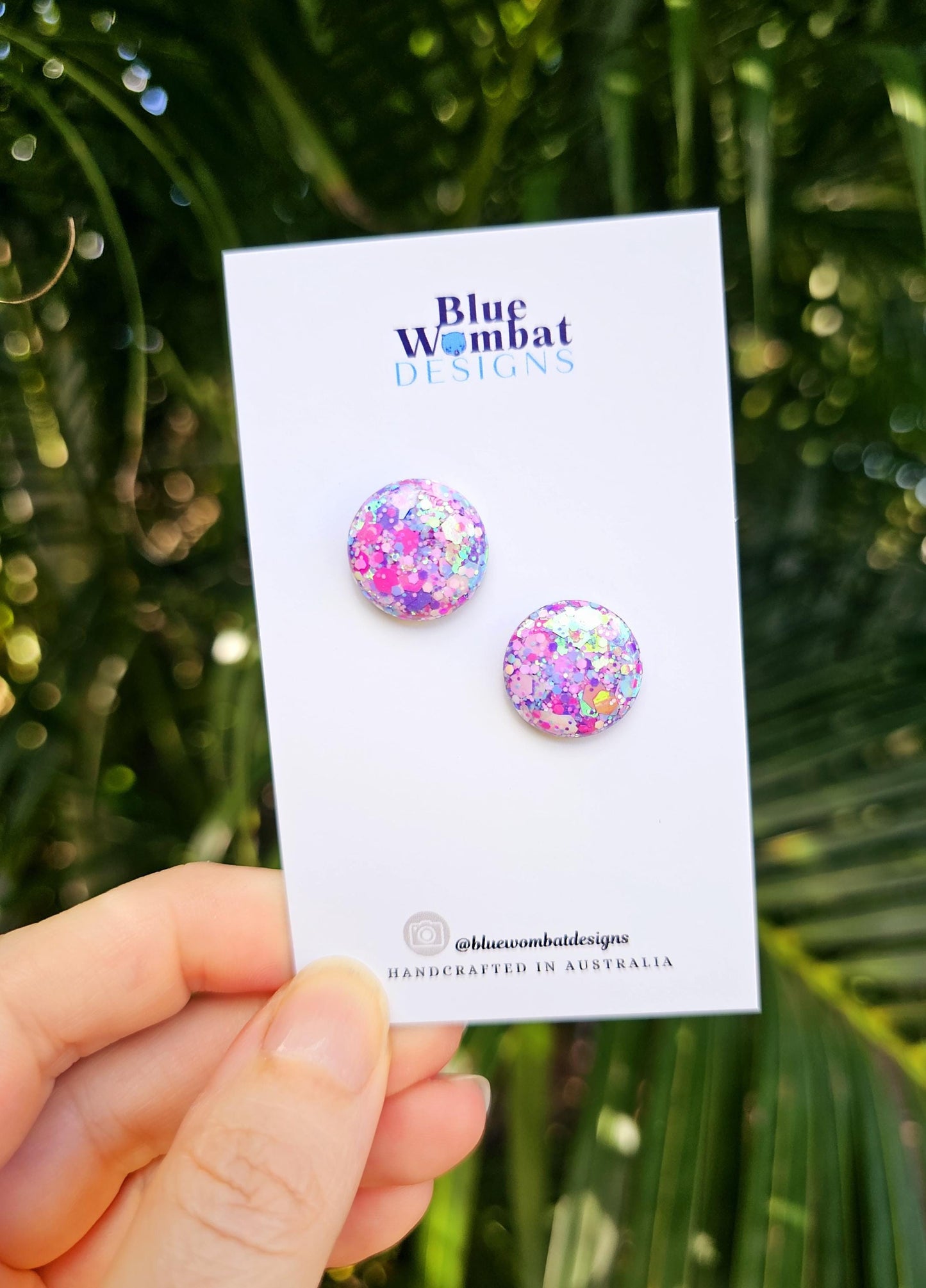 Colourful Glitter Resin Domed Studs 16mm