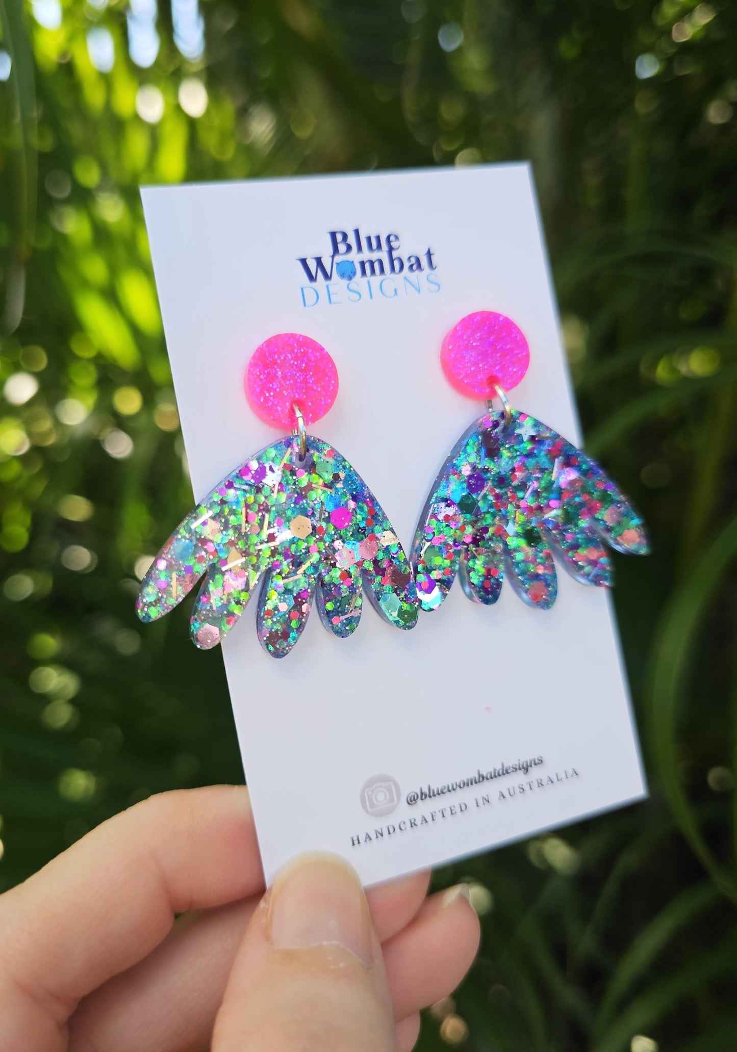 Colourful Glitter Resin Statement Earrings